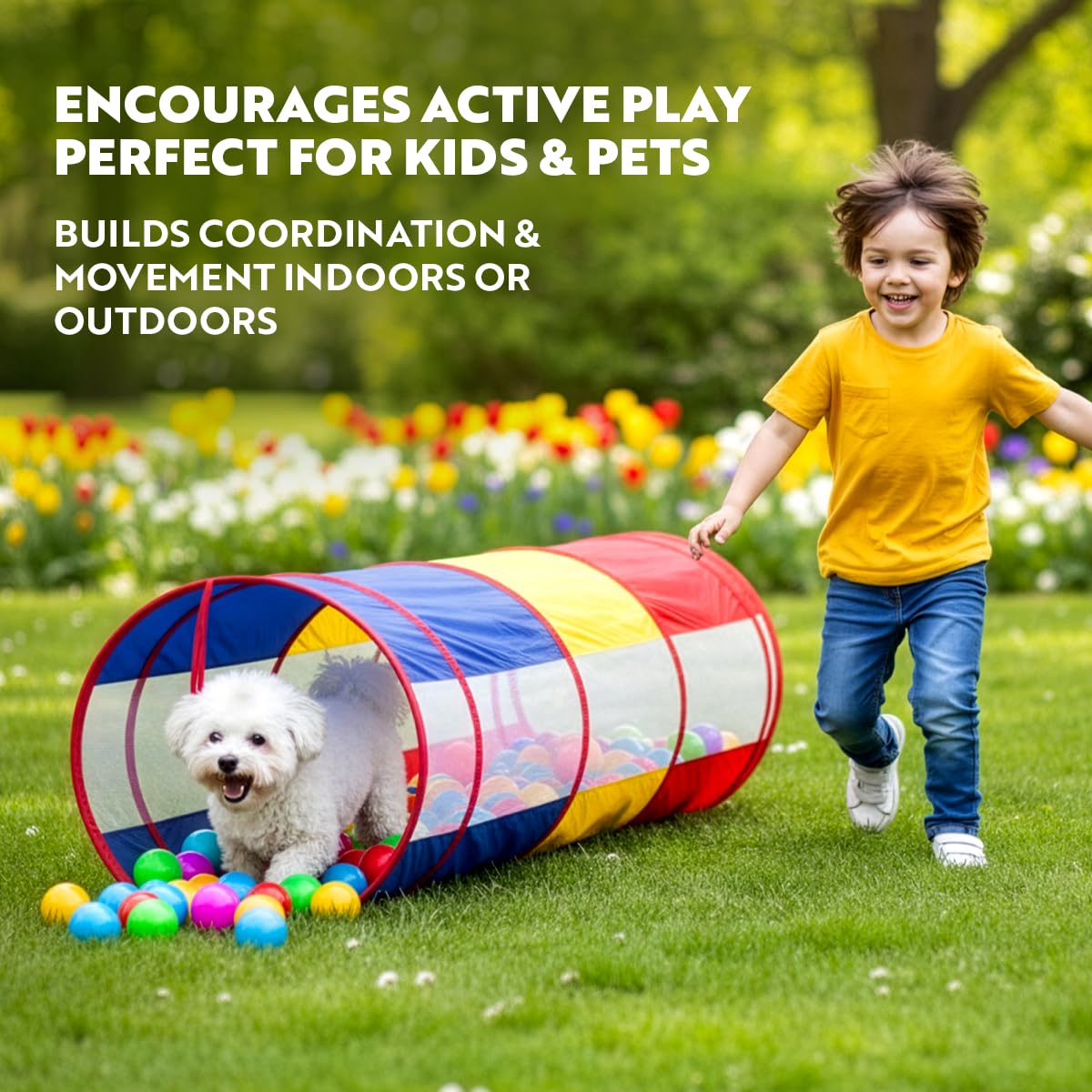 Playz Extra-Large Play Tunnel for Toddlers 1-3 Years – Pop-Up Baby Crawl Tube, Sensory Activity, Indoor & Outdoor Kids Toy, Collapsible for Easy Storage