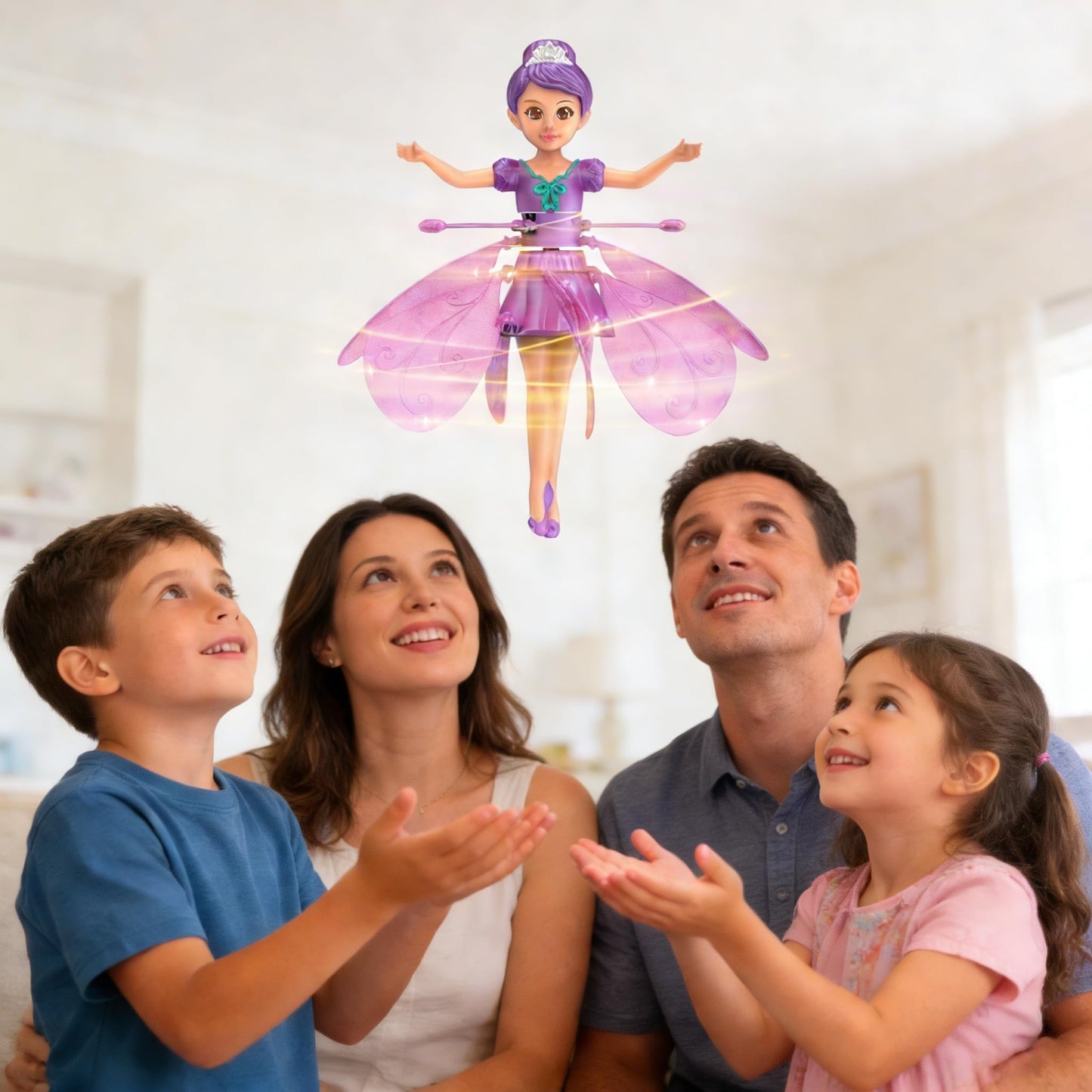 Pixies Rainbow Glitter Idol, Magical Flying Toy Doll with Lights for Girls, for Kids Ages 6+, Includes Wicked Toys, Unicorn & Fairy Fun, Inspired by Zhu Zhu Pets & Barbie (Purple)