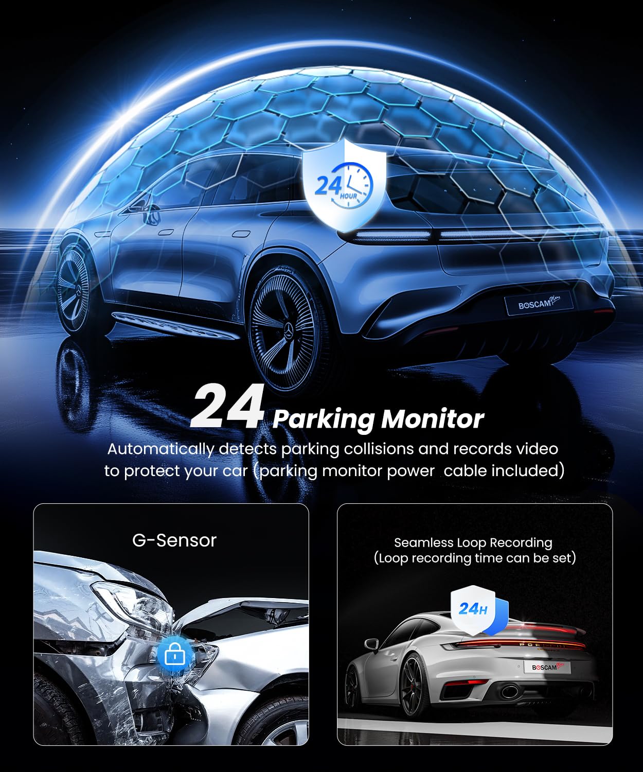 4K Rear View Mirror Camera with Carplay & Android Auto: 11.26" Smart Touch Screen Mirror Dash Cam Front and Rear with Voice Control, Parking Monitor, Reverse Assist for Car Truck SUV Van (64GB Card)