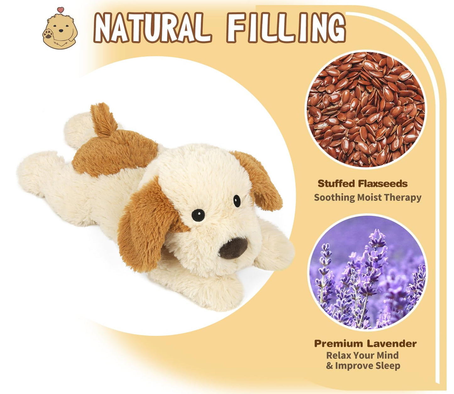 Puppy Stuffed Animals, Microwavable Stuffed Animal Adorable Fluffy Dog Plush for Warmth, Heatable & Coolable Lavender Scent Puppy Plush Toys, Cute Soft Dog Plushies for Kids & Adults Girls Boys Gifts