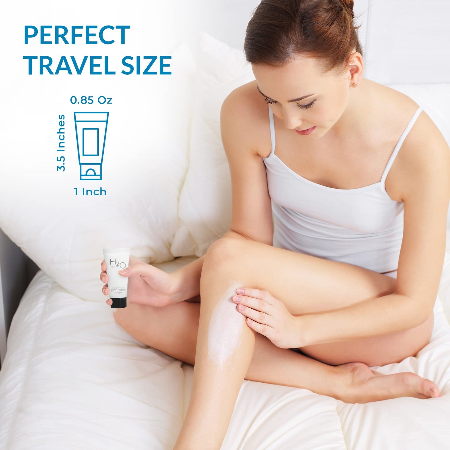 Travel Size Hotel Body Lotion 300 Count 0.85 oz Bottles Guest Amenities for Hotels Vacation Rentals and Short Term Rentals Paraben Free Green Tea Scent Infused with Aloe and Olive Oil by H2O Therapy