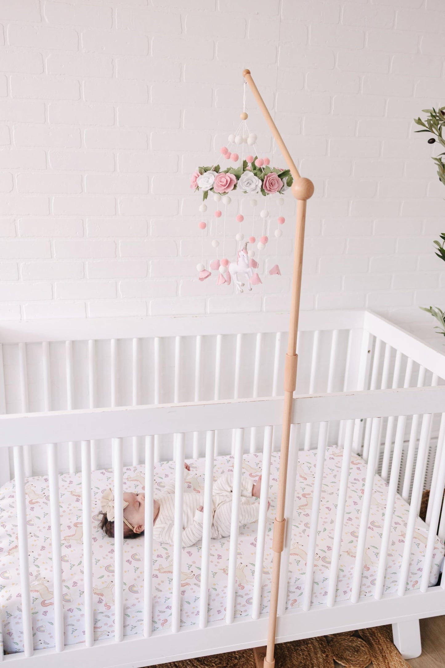 Baby Crib Mobile – Wooden Hanging Nursery Baby Mobile for Crib, Nursery Decor for Boys & Girls, Perfect Shower Gift (Unicorn Blossom) Also Fits Bassinets, Sorrel + Fern