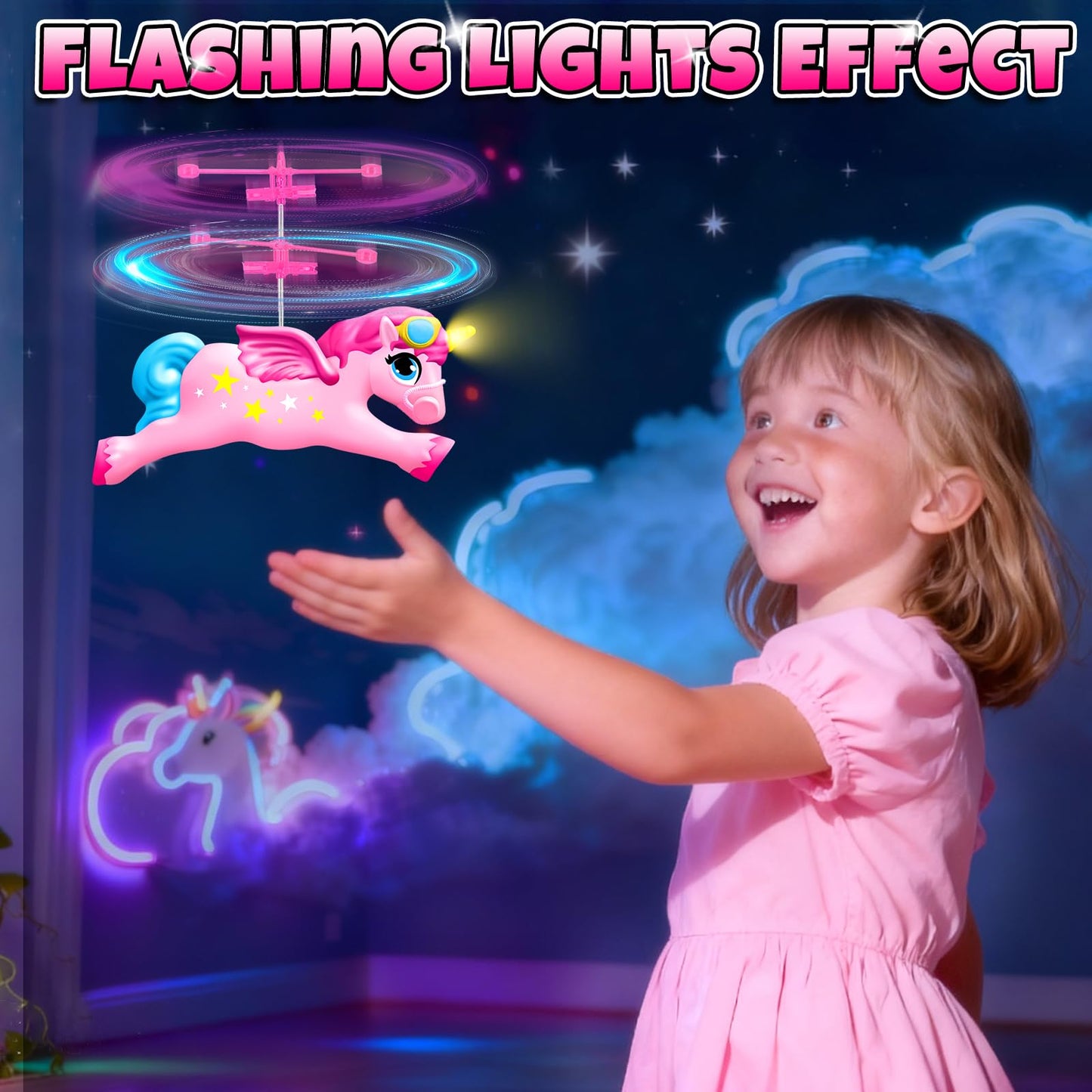 QUANA Remote Control Helicopter, Flying Unicorn Toys Rc & Hand Control Flying Ball Toy Rc Helicopter Mini Drone for Kids Girls Age 6-8 9 10 11 12 Years Old Birthday Gifts