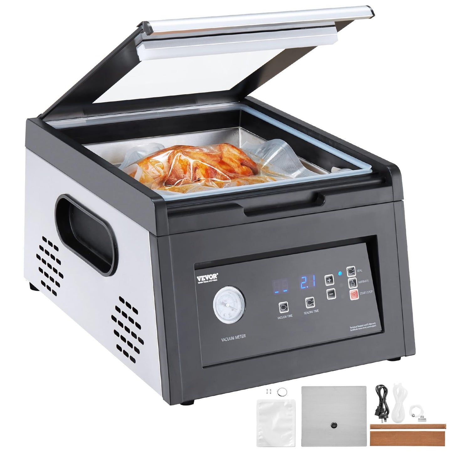VEVOR Chamber Vacuum Sealer, 380W Vacuum Pump Power, Sealing Bag Packing Machine for Wet Foods, Meat, Compact Design with 11.5 in Sealing Length, Ideal Commercial Sealer for Professional and Home Use