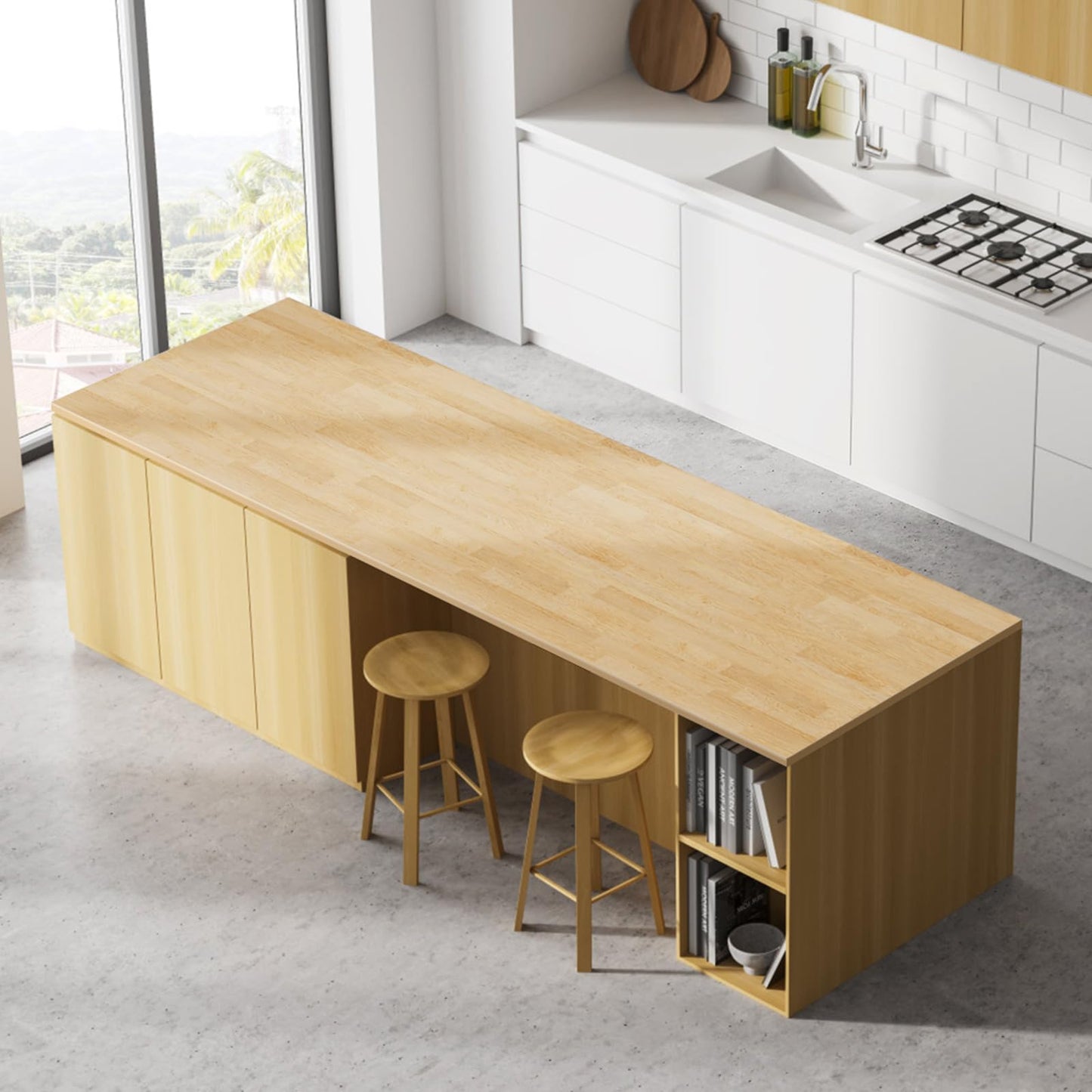 Butcher Block Countertop Table Top - Unfinished Solid Wood Countertop 1.5in Thick Unfinished Surface for DIY Washer Dryer Cutting Board Kitchen - 8ft L x 25" W