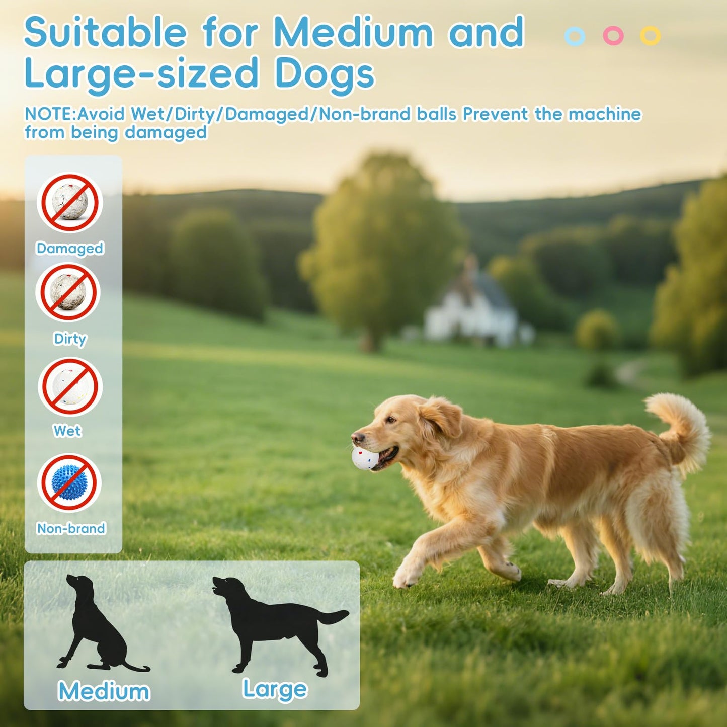 OLenyer Ball Launcher for Dogs: 3 Adjustable Distance 40-80FT,with 8 2.5" ETPU Balls,Remote Control Interactive Dog Toy,Automatic Ball Throwing Machine for Medium/Large Dogs