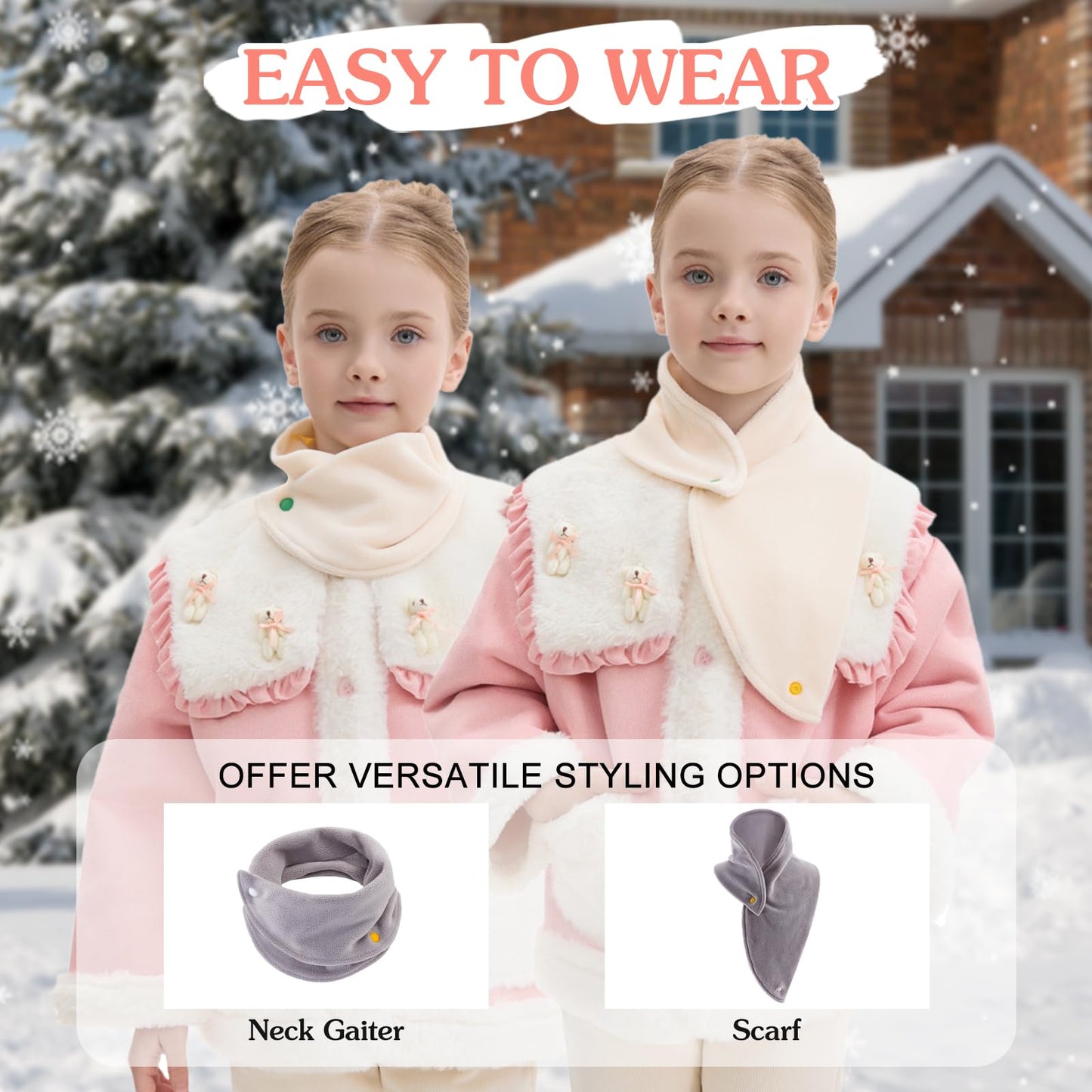 NASULAR Toddler Girls Soft Neck Warmer Baby Boys Winter Scarf Kids Warm Round Scarves (A-light grey, One Size)