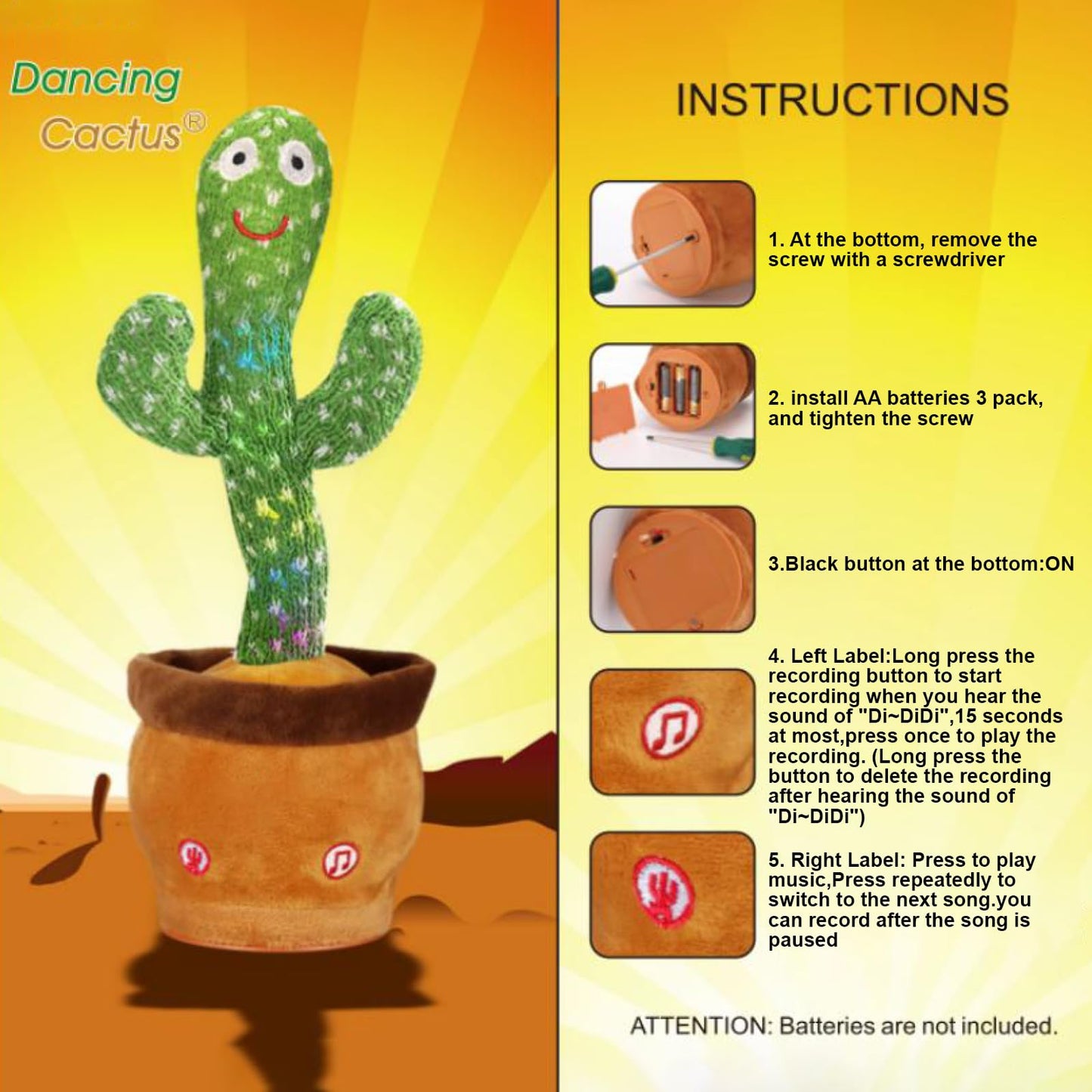 Emoin Talking Cactus Toy, Interactive Toys Dancing Cactus Toy Mimicking Repeating What You Say, Toddler Infant Baby Toys Gifts for 6 7 8 9 10 Month Old Baby Toys for 1 2 3 Year Old Boy Girl