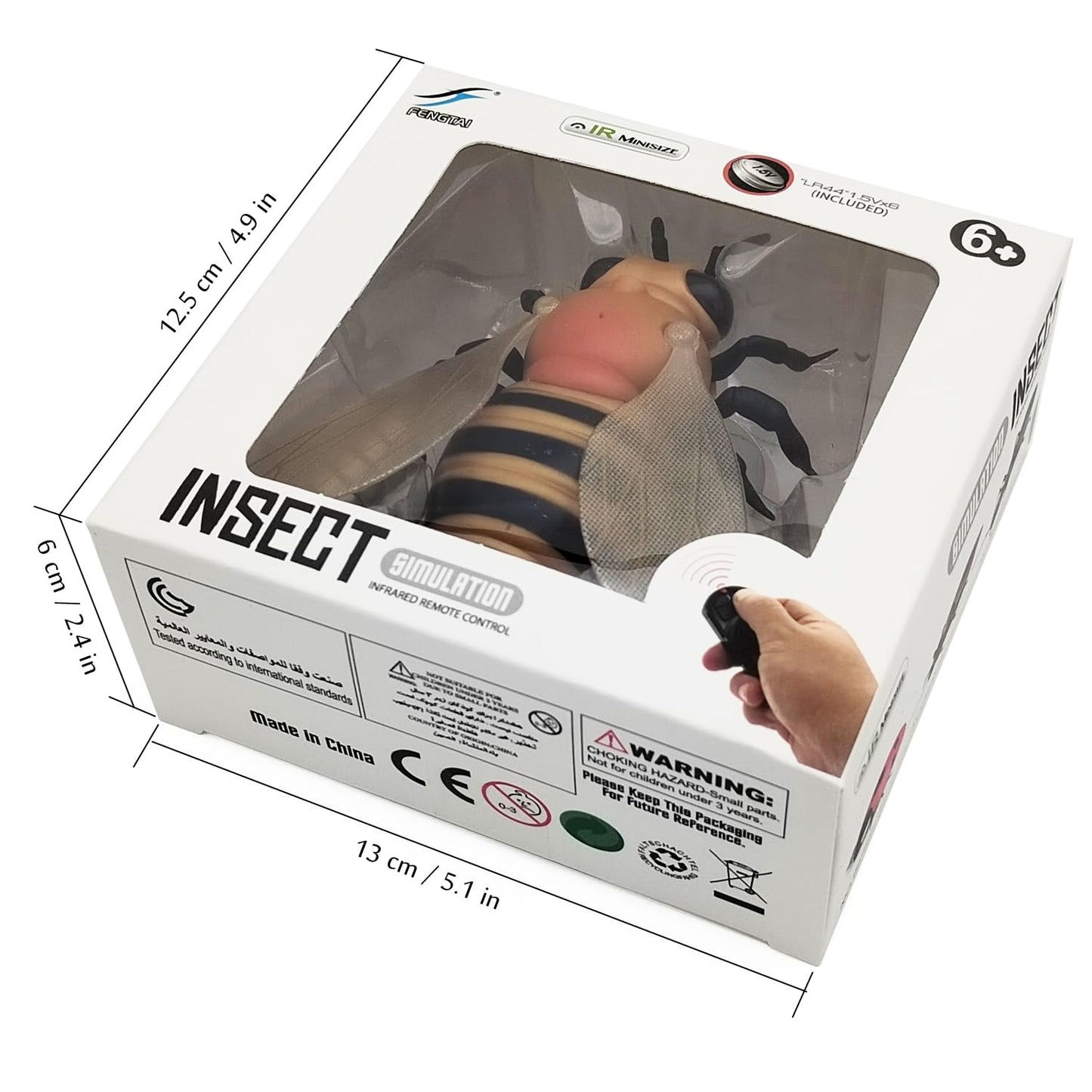 Tipmant Realistic RC Honey Bee Toys IR Remote Control Honeybee Insect Vehicle Electric Animal for Cat Dog Kids Birthday Gifts