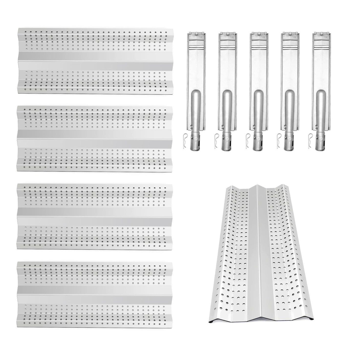 STCNADCR 5PACK Heavy Duty Grill Burners and 5PACK Stainless Steel Flame Tamer Heat Plates Replacement Parts for Blaze BLZ-3 BLZ-4 BLZ-5 OEM BLZ-32-064 BLZ-32-043