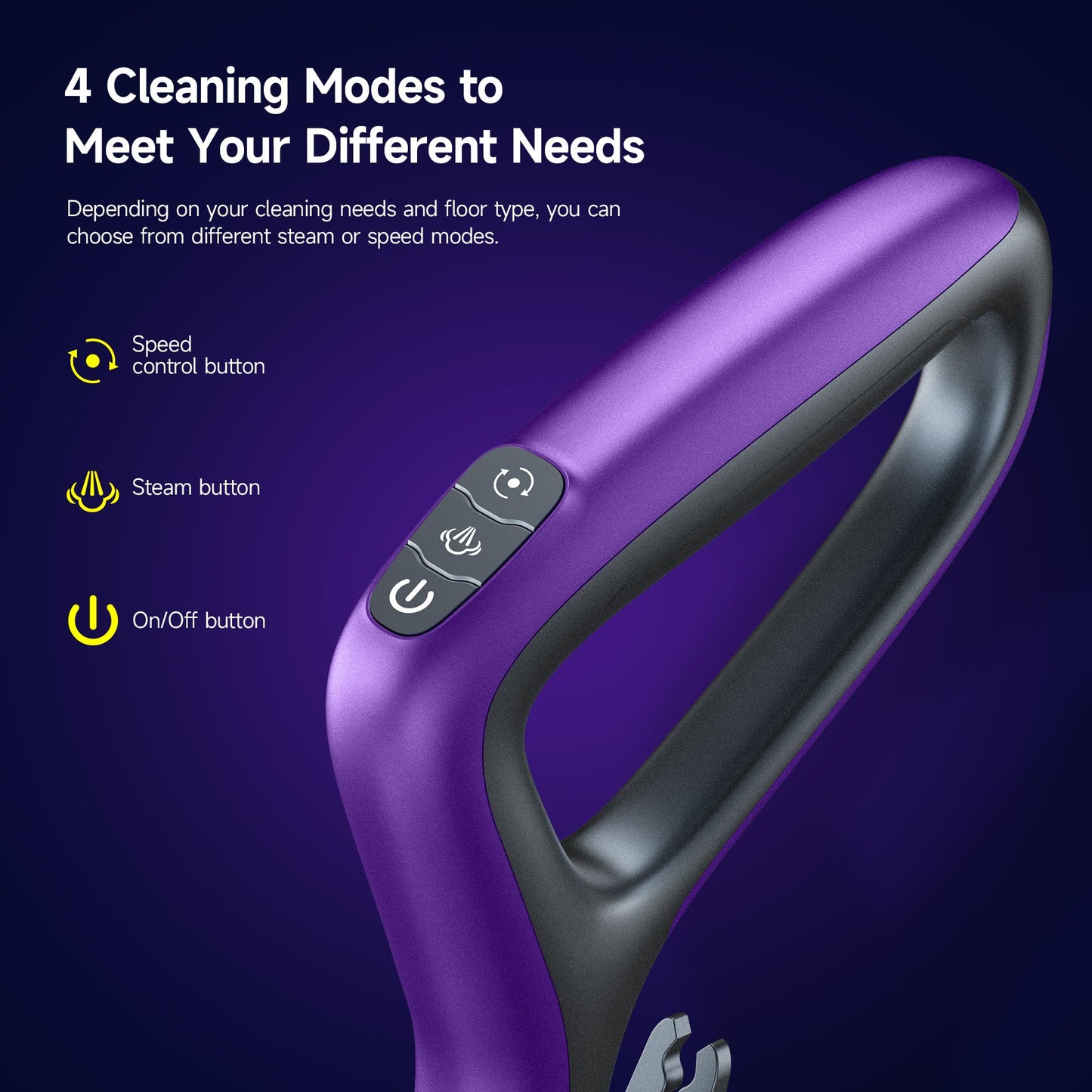BOJUK Scrubbing Steam Mop, Steam Mops for Floor Cleaning with Rotating Pads, 4 Cleaning Modes & LED Headlights, Swivel Steering,Safe for all Sealed Hard Floors F2