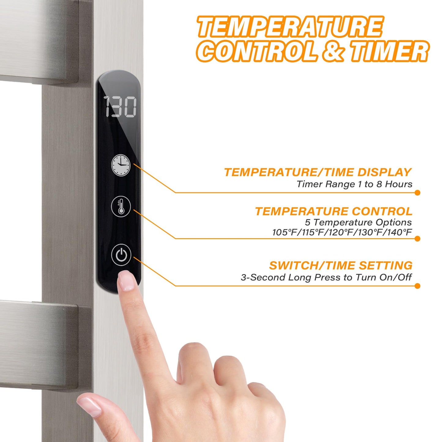 DAWEYEAL 9 Bars Wall Mounted Towel Warmer, Heated Towel Rack for Bathroom, Smart Control with 24-Hour Timer, Plug-in or Hardwired Installation Hot Towel Rack, Stainless Steel Towel Warmer Rack