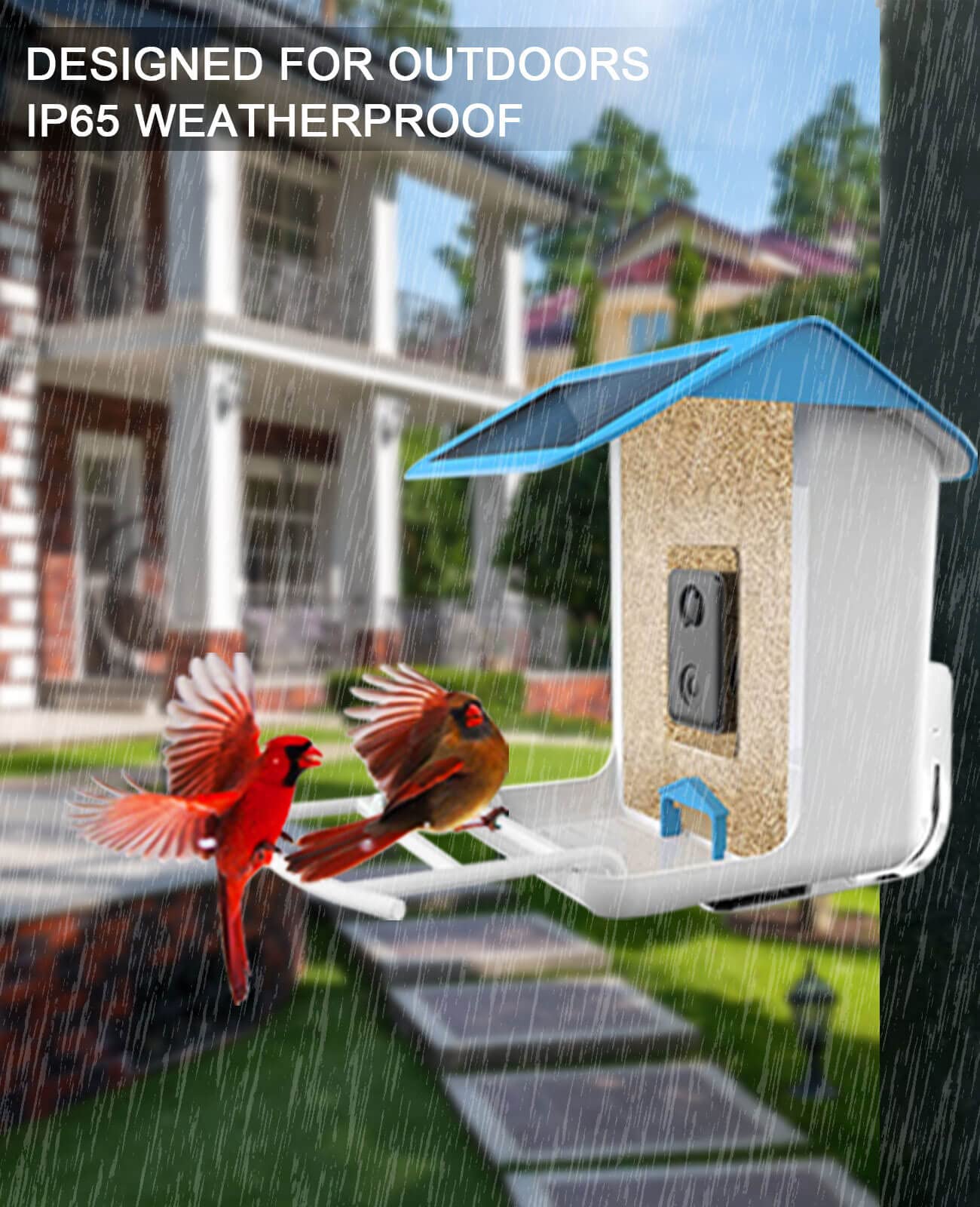 Smart Bird Feeder with Camera Wireless Outdoor, Feeders for Outside, Solar Energy Generation, 1080P HD, APP Connection, IP65 Waterproof, AI Identify Species, Free 64G TF Cards