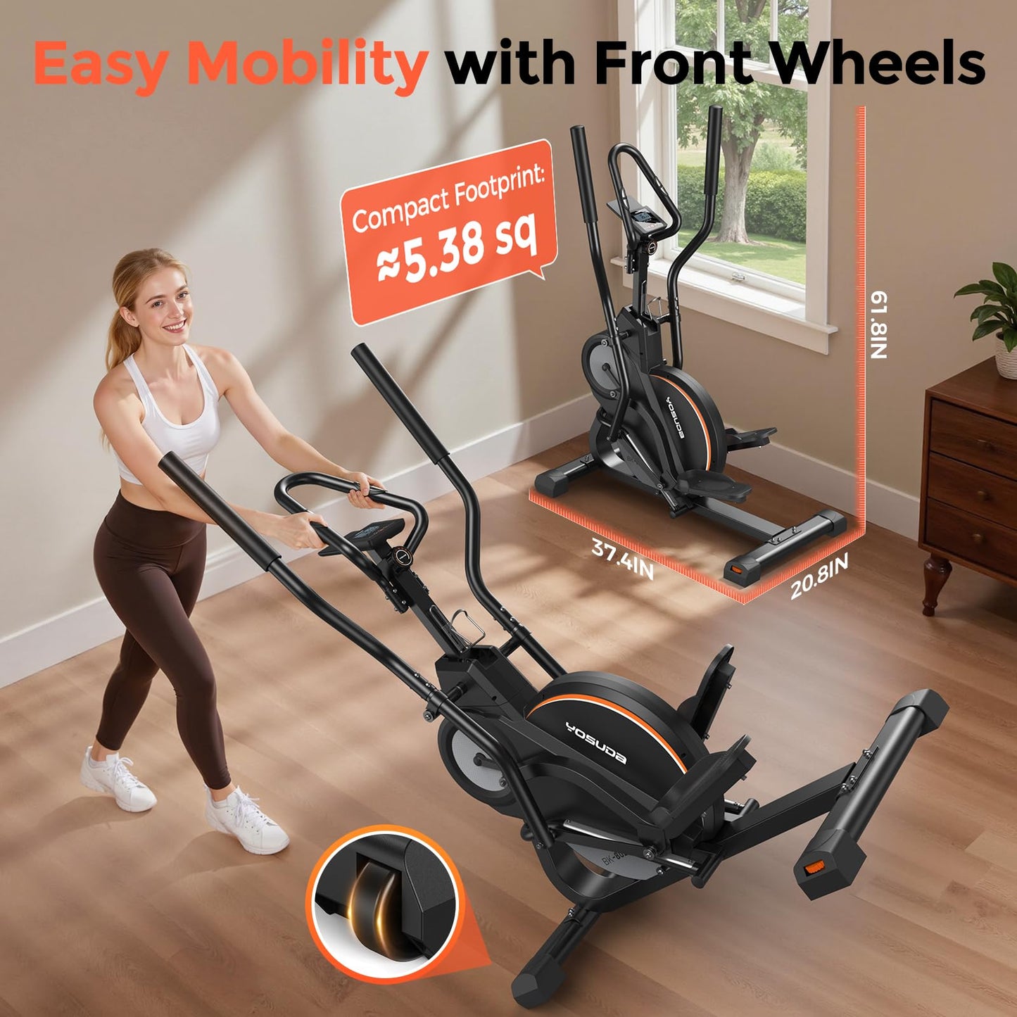 YOSUDA Elliptical Exercise Machine, 3-in-1 (Elliptical + Cardio Climber + Stair Stepper) Elliptical Machine for Home with 45°Incline, 15.5 in Stride, 16-Levals Resistance, Quiet Magnetic System