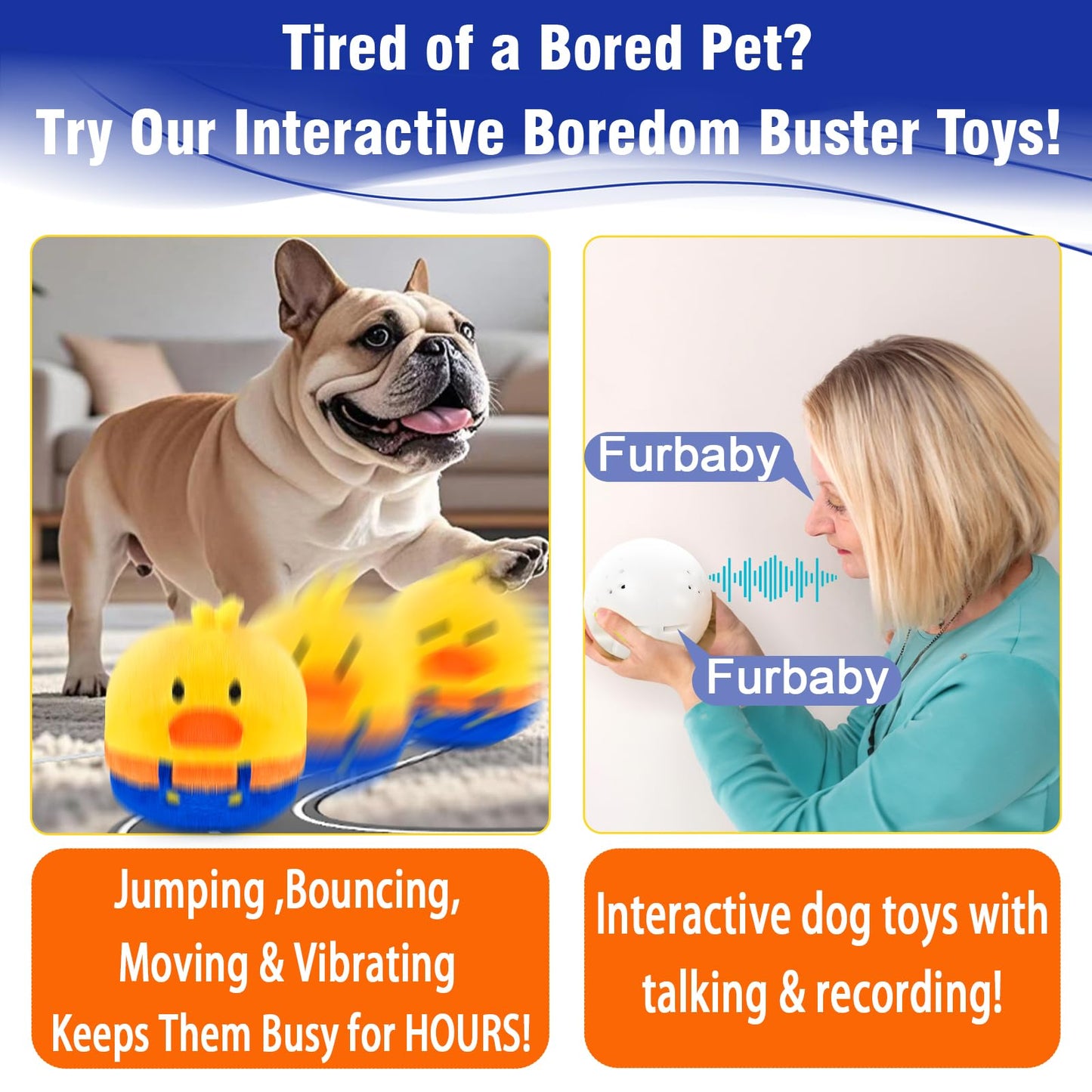 VYsTN Interactive Dog Toys, Rechargeable Vibrating, Jumping,Talking & self-Moving Dog Toys, Puppy Toys to Keep Them Busy, Anxiety Relief & Boredom Buster for Small & Medium Dogs