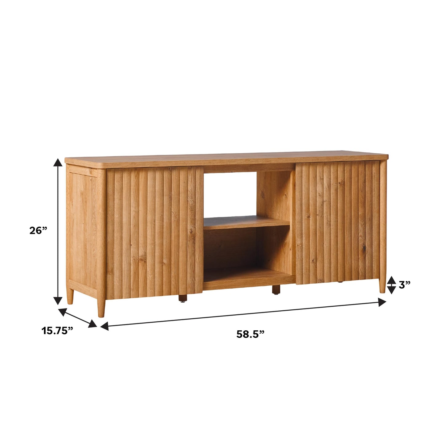 Walker Edison Scandinavian Reeded TV Stand with Storage for up to 70" TV English Oak