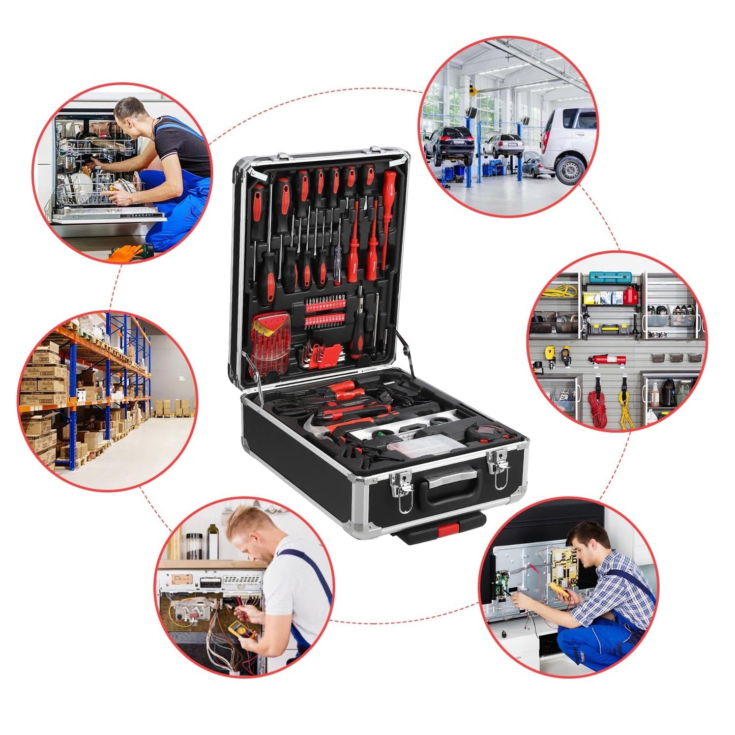 800-Piece Tool Kit, Mechanic's Socket Tool Set with Case, Socket Wrenches & Complete Hand Tools, Portable Complete Repair Tools Box for Home and Car