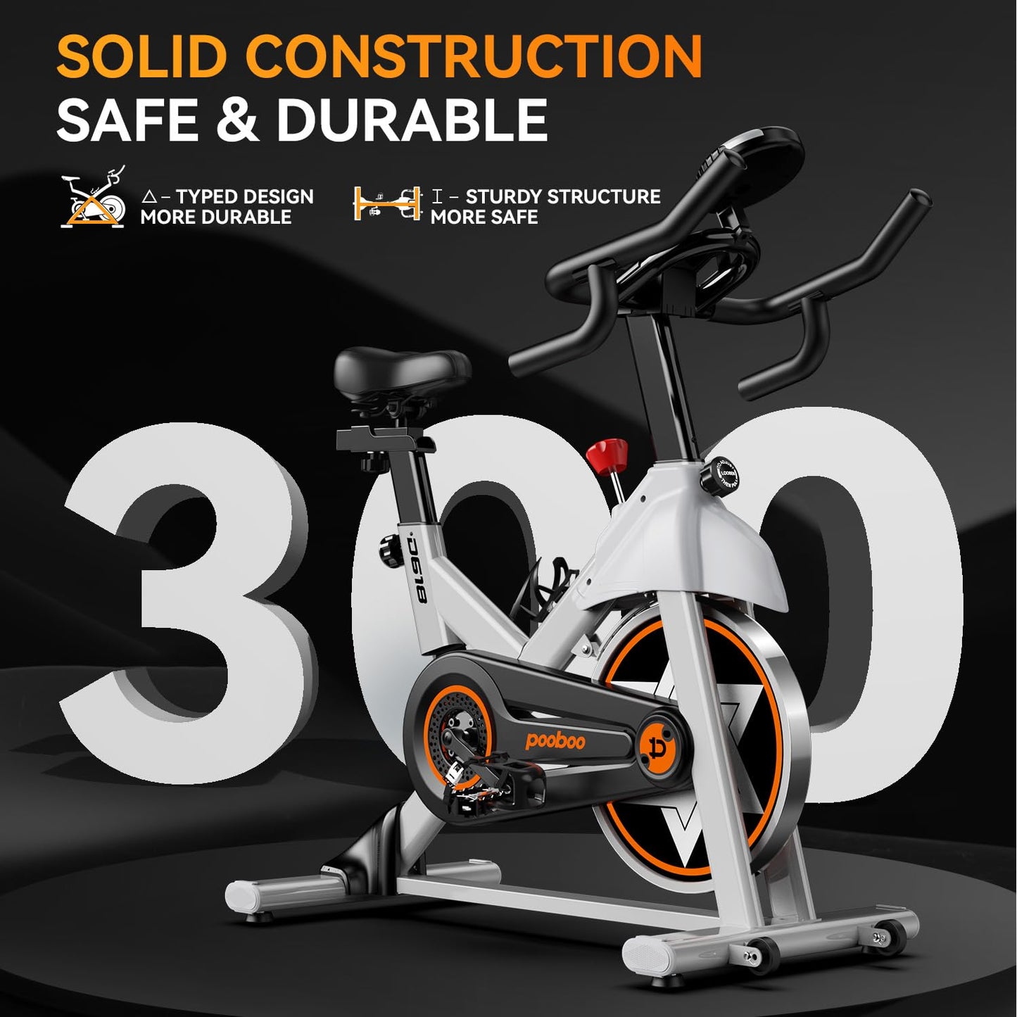 Exercise Bike, pooboo Stationary Bike for Home Gym, Magnetic Resistance Indoor Cycling Bike w/Bluetooth Comfortable Seat Cushion & Tablet Mount, Silent Belt Drive Indoor Bike for Cardio Workout