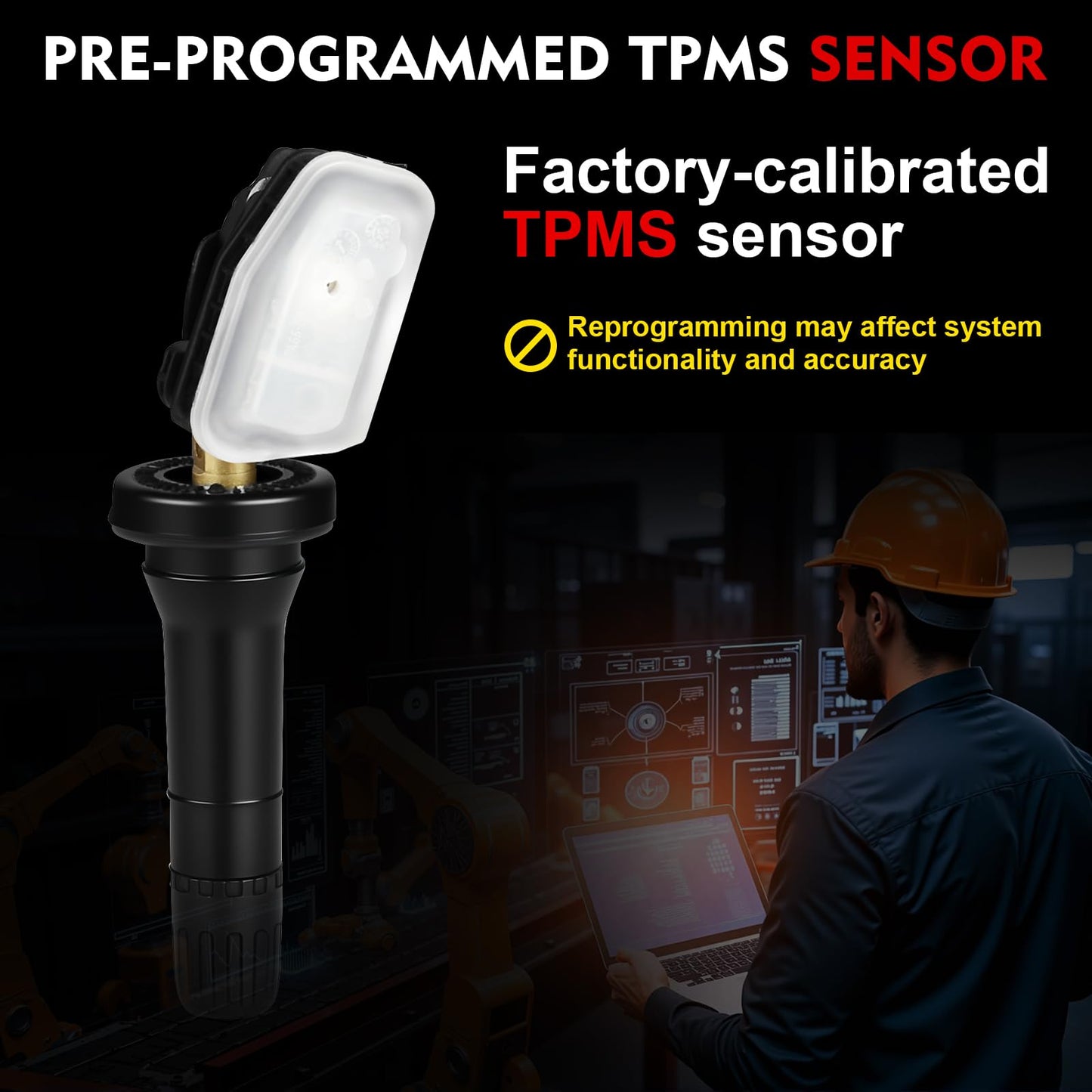 AOTPAT Pre-Programmed 433MHz TPMS Sensor Fit for:-Chevy Silverado 1500 2019-2022, Malibu 2016-2022, Impala 2017-2018 for:-GMC Acadia 2016-2022 for:-Cadillac CT6 2016-2020, OE# 13598773 (4 Pcs)