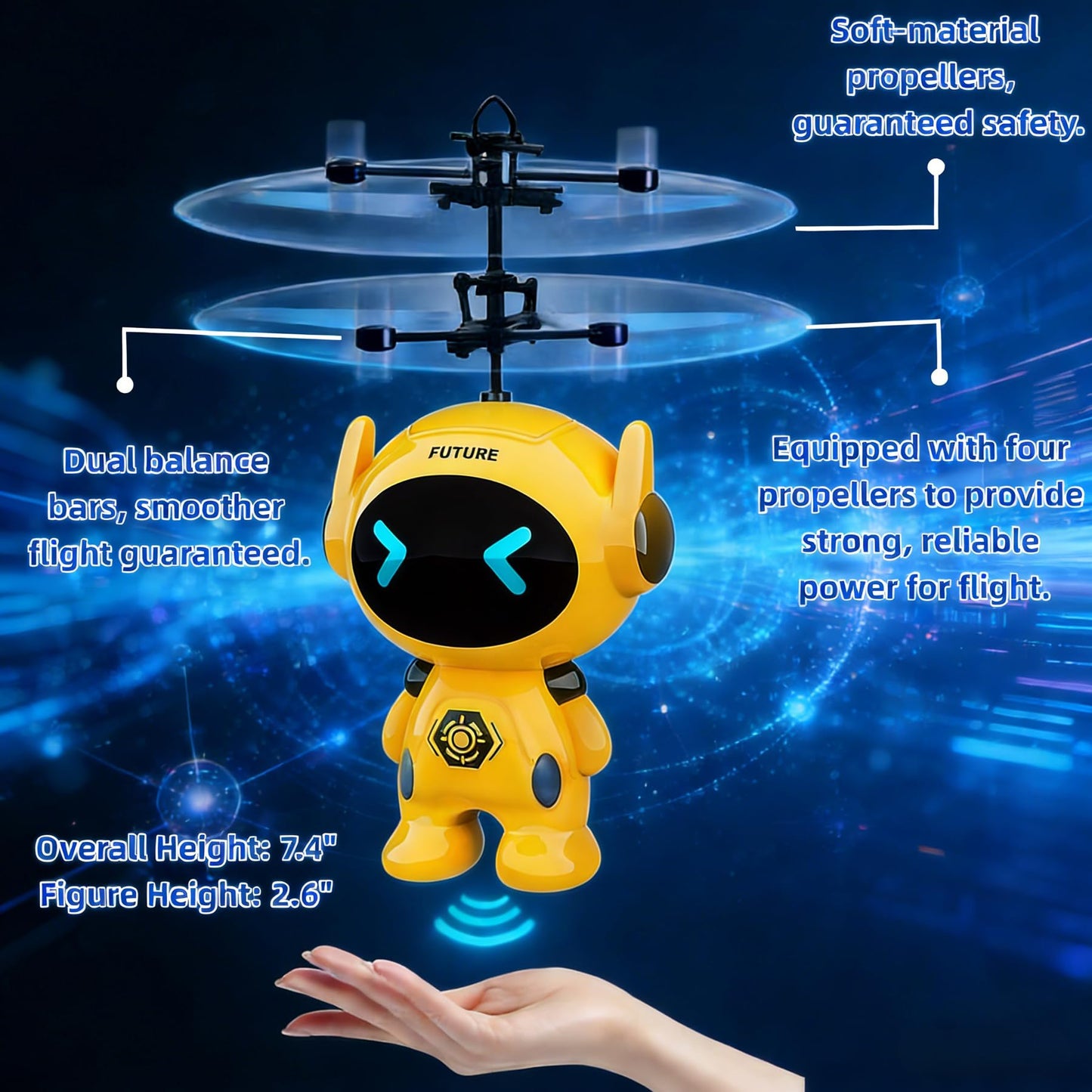 Flying Toys for Kids Mini Drones for Kids 8-12 with LED Light Indoor Rechargeable Mini Helicopter Toy Mini Robot Toy Cool Toys Gift for Boys & Girls Age 6-12
