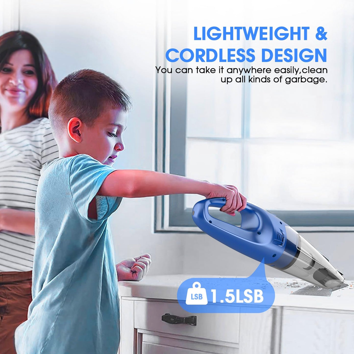 YOOHI Handheld Vacuum Cordless Rechargeable – 6000Pa Mini Hand Held Vacuum, LED Light, 20–25 Mins Runtime, USB Charging, 500ML Cup – Lightweight Small Vacuum Cleaner Cordless for Car/Office/Home