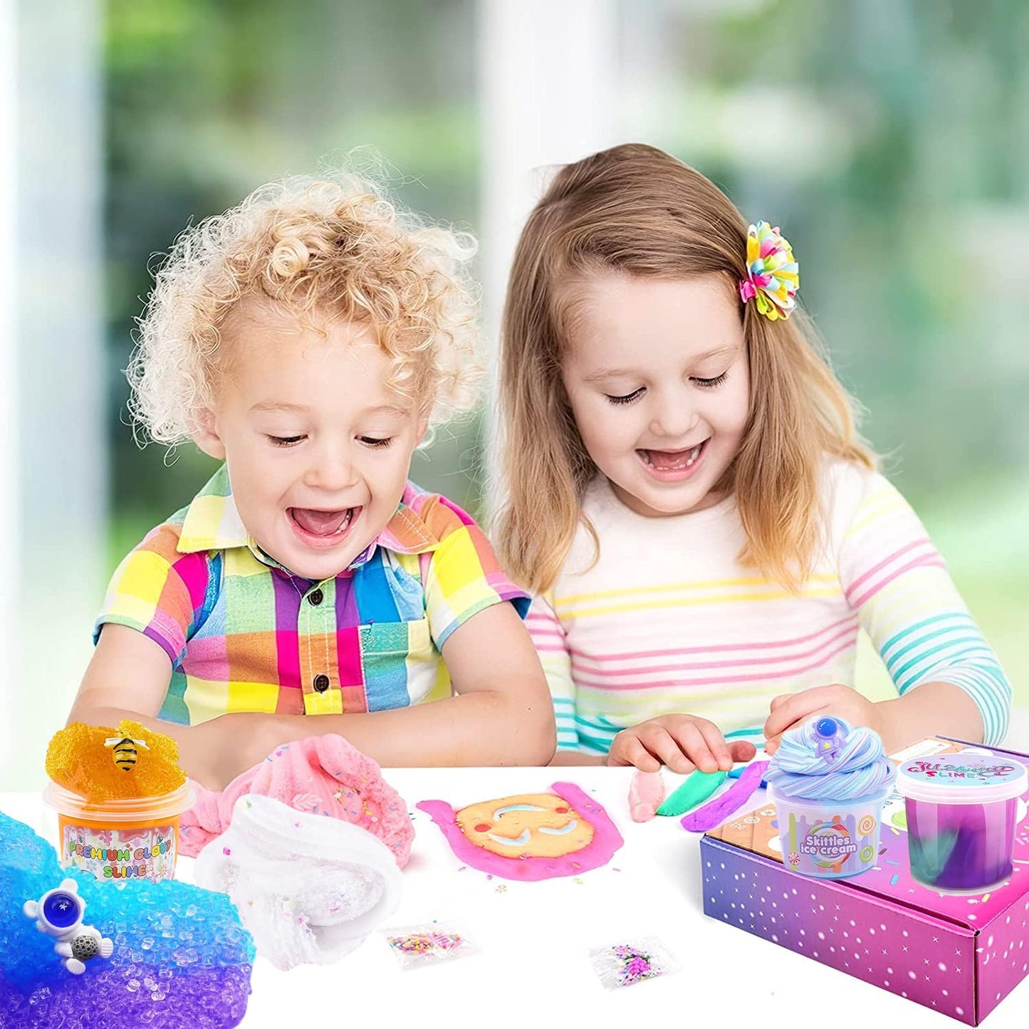 Crunchy Slime Set 12 Packed for Kids,Super Soft and Non-Sticky Stress Relief Clear Slime Kit Toy,DIY Butter Slime Party Favor for Girls & Boys Goodie Bags Stuffers Totally 19OZ/540ML