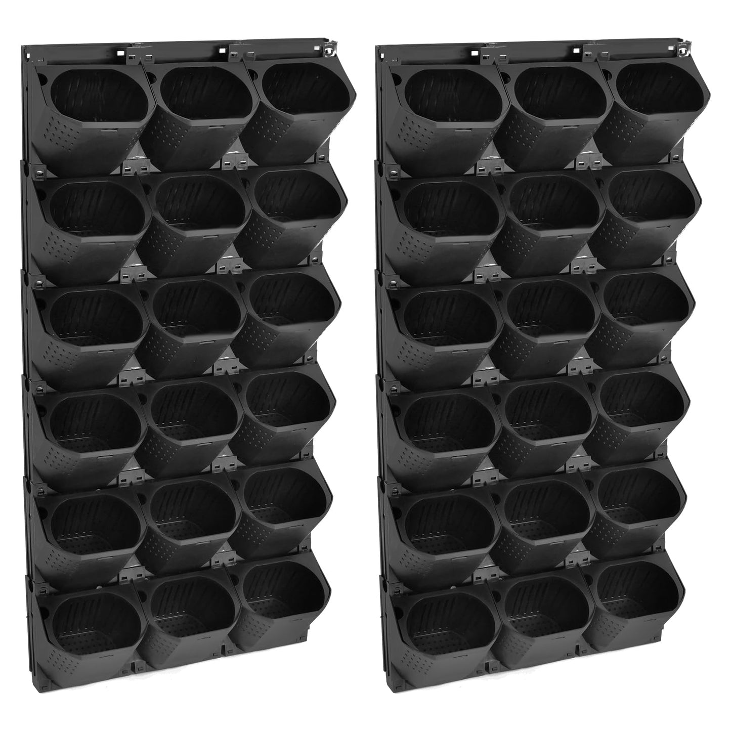 njxbrek Wall Mounted Vertical Garden Planter with 36 Pots, 6 Row Vertical Stackable Hanging Planters, Indoor Outdoor Flower Pot Holder for Herbs Vegetables Fruits (Black)