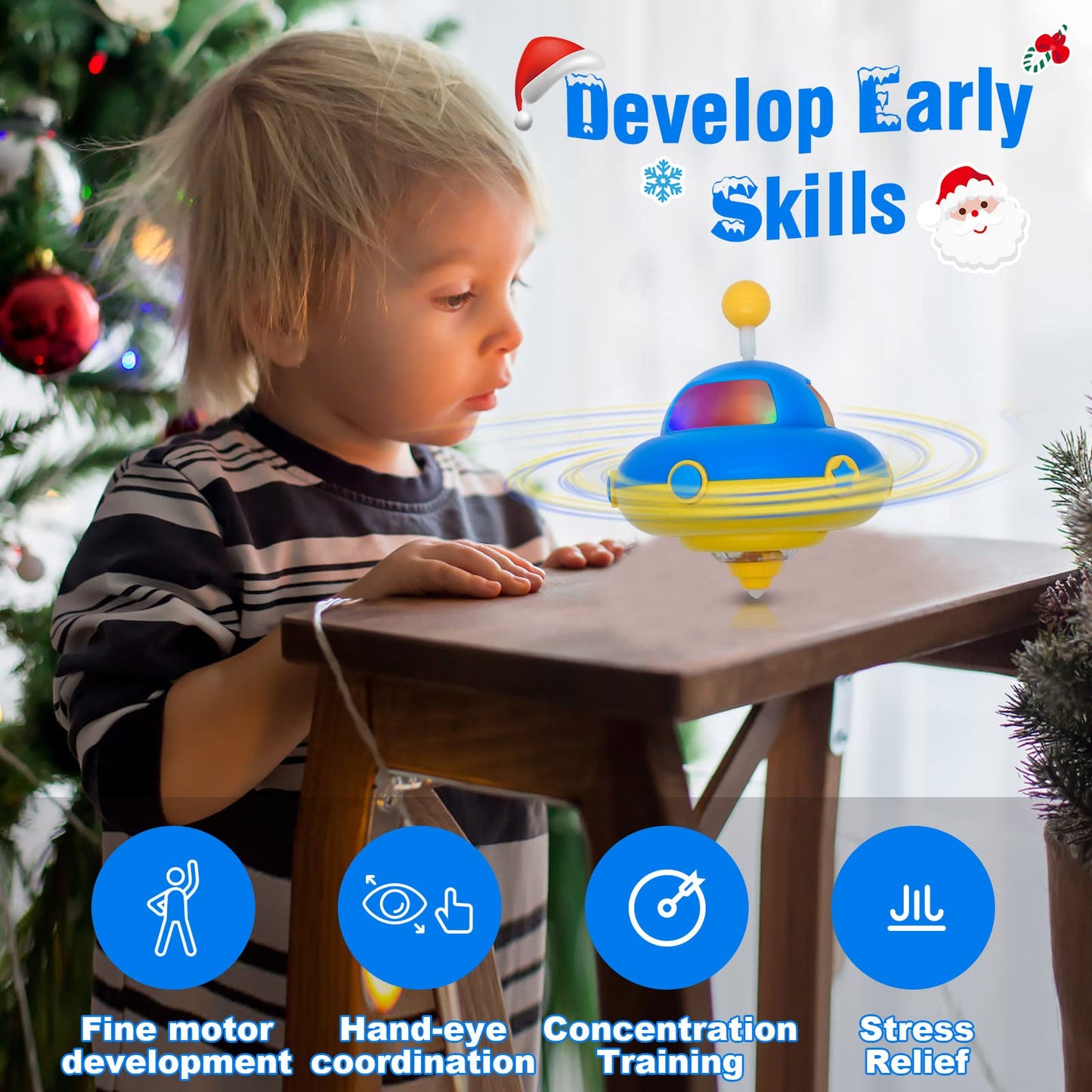 Light Up Spining Top Toy with Flashing Lights, Learning/Sensory Toys for Toddlers, Fidget Toys for Adult and Kids, Birthday Party Favors Toys for 3 4 5 6 7 8 9 10 Year Old Boys Girls