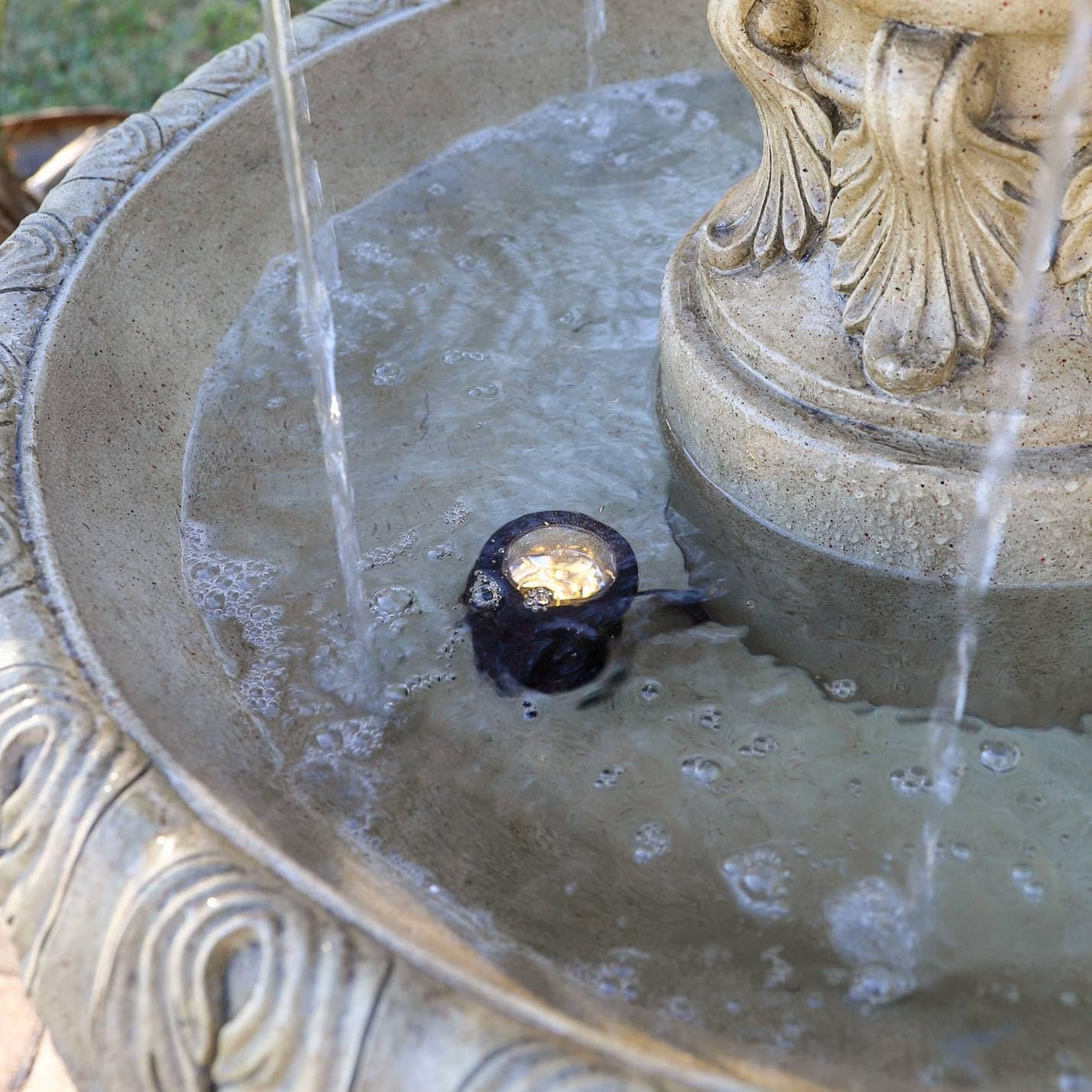 Ibiza 62" High Large Italian Outdoor Decor Sand Stone Floor Fountain with Light LED Waterfall 3-Tier Standing Basin Water Feature for Outside Garden Patio Yard Backyard Porch - John Timberland