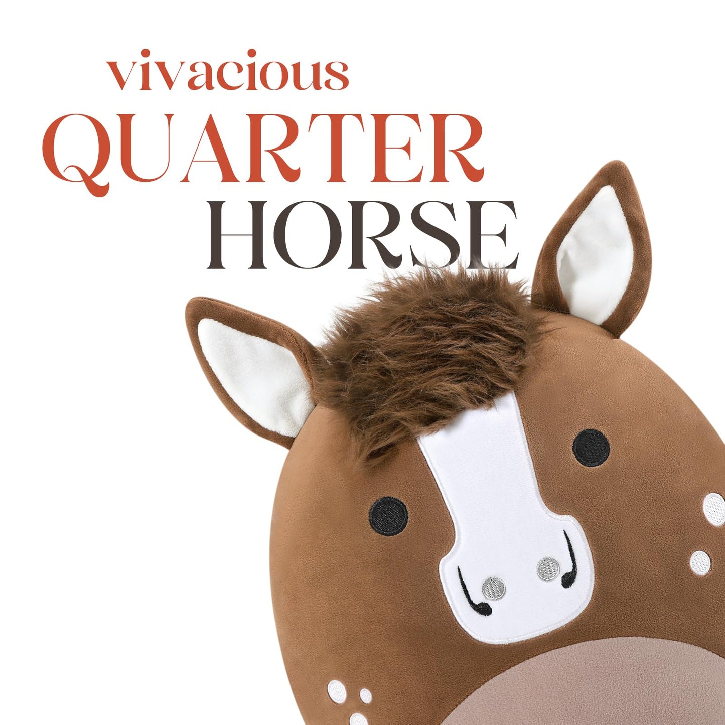 PEACH CAT Original Quarter Horse Stuffed Animal 12" Cute Horse Plush Soft Plushies Toys Gifts for Kids Adults Brown