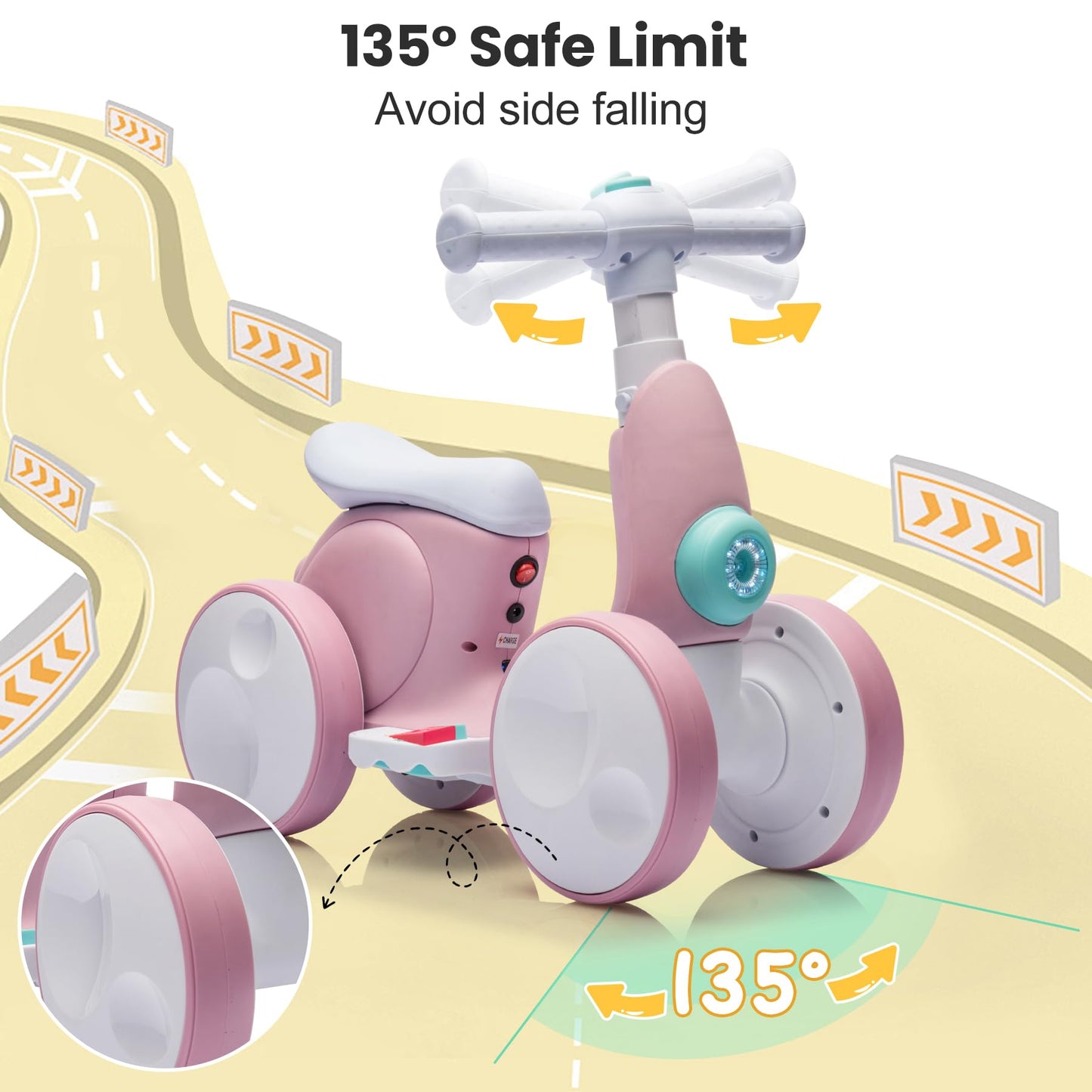 Electric Baby Balance Bike with Bubble Machine for 1 Year Old Boys Girls 4 in 1 Ride On Toys Toddler Balance Bike 12-48 Month Kids Bubble Bike First Birthday Gift with Powered Motor,Music,LED Lights