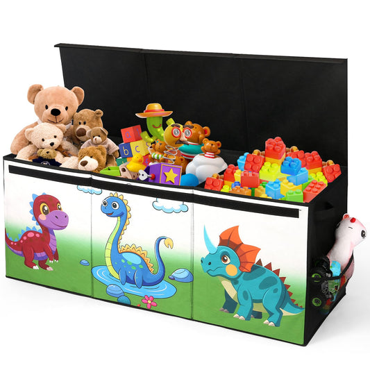 Dqoetort Extra Large Toy Box, Collapsible Storage Organizer with Lids, Sturdy Dinosaur Toy Chest for Boys Girls, 40"x14"x16" Kids Storage Bin Box Baskets for Living Room, Playroom, Bedroom, Nursery
