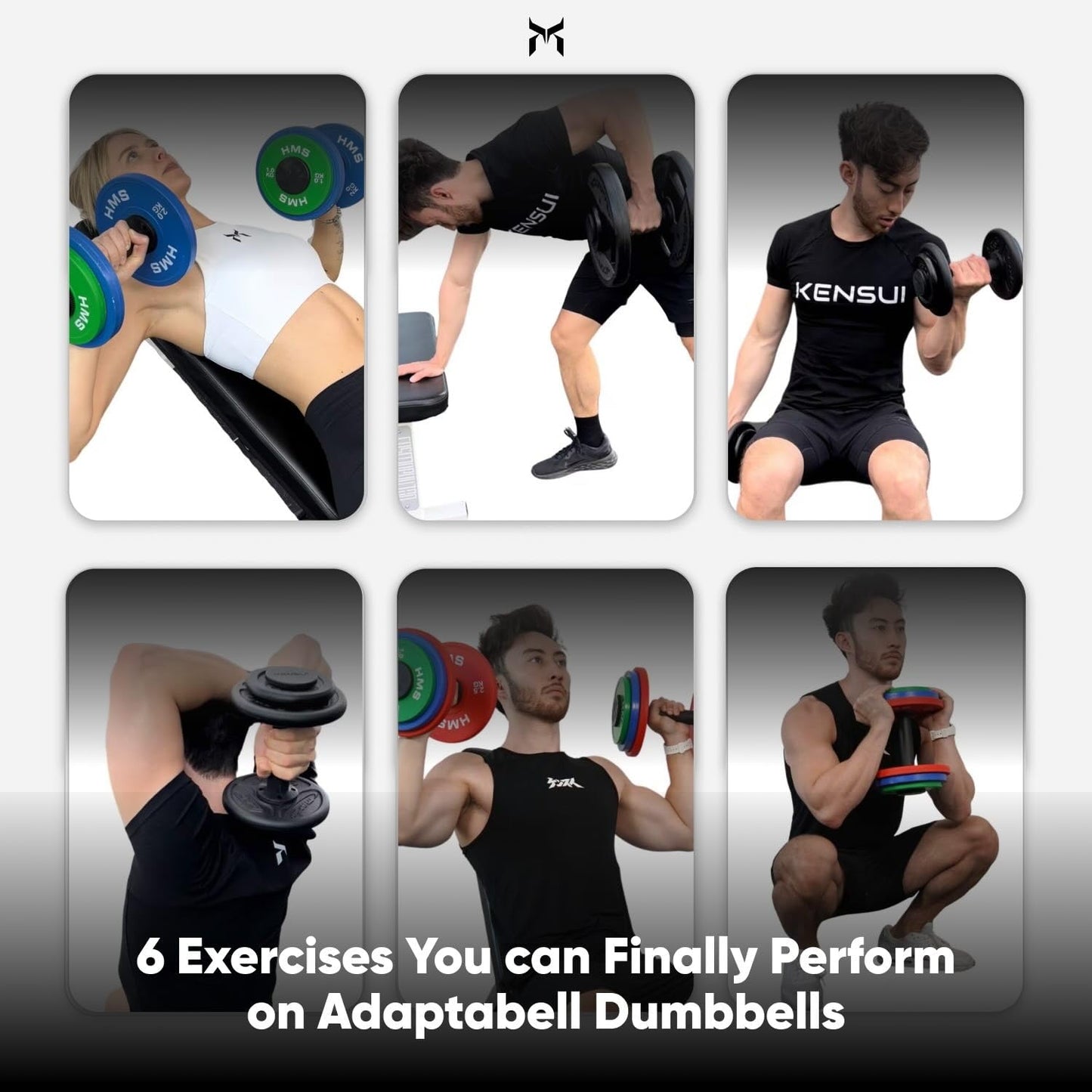 Kensui AdaptaBELL MAX – Heavy-Duty Adjustable Dumbbell Handles (Pair) – All-Metal Construction, Supports 300+ lbs – Compatible with 1” Standard & 2” Olympic Weight Plates – No-Overhang Design for Home Gym & Travel