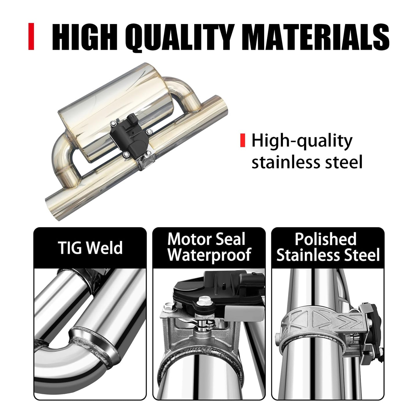 2.5 Inch Electric Valved Muffler Exhaust Cutout with Muffler Cat Back Exhaust System Kit