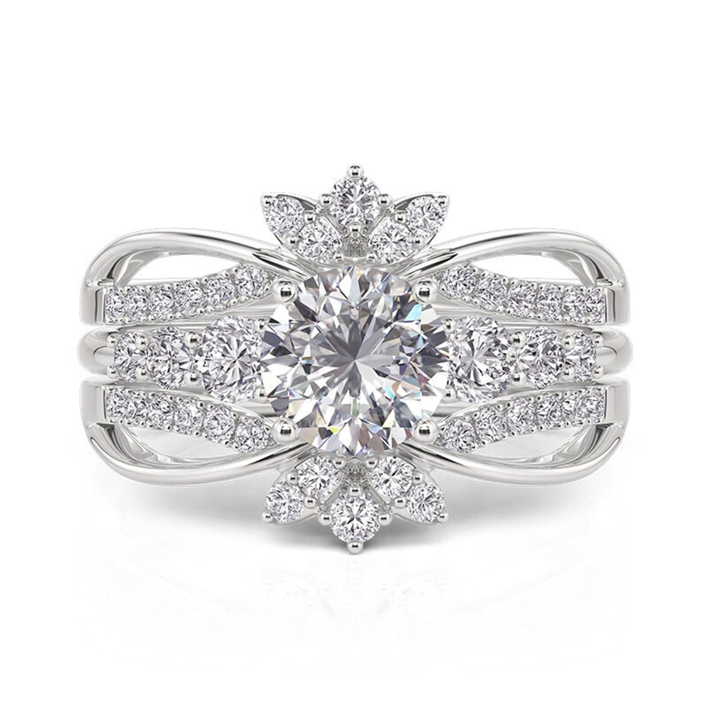 Jeulia Interchangeable Twist Infinity Engagement & Wedding Band Ring Set for Women 925 Sterling Silver Bridal Set with 1.9ct Diamonds Anniversary Promise Gift with Jewelry Box (White Daimond, 7.5)