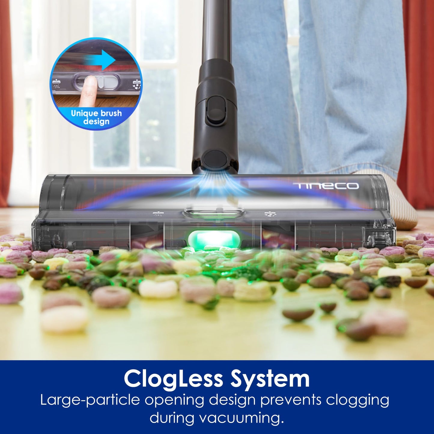 Tineco Pure ONE S50 Pro Cordless Stick Vacuum Cleaner, 200AW Powerful Suction, Zero Tangle Brush, 95Min Runtime, 180° Foldable Tube, 120° Green Light, Easily Tackles Large Debris Stick Vacuum