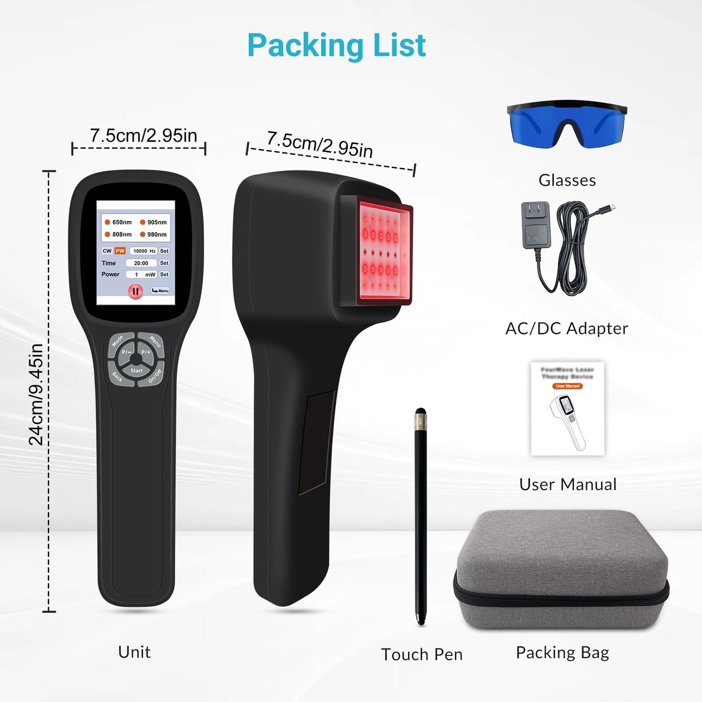 Frovab Cold Laser Therapy Device for Dogs, 5x980nm 5x905nm 5x808nm 10x650nm, Portable Infrared Light Therapy for Cats Equine Joint, Handheld Red Light Therapy Device, Pet Laser Therapy for Pain Relief