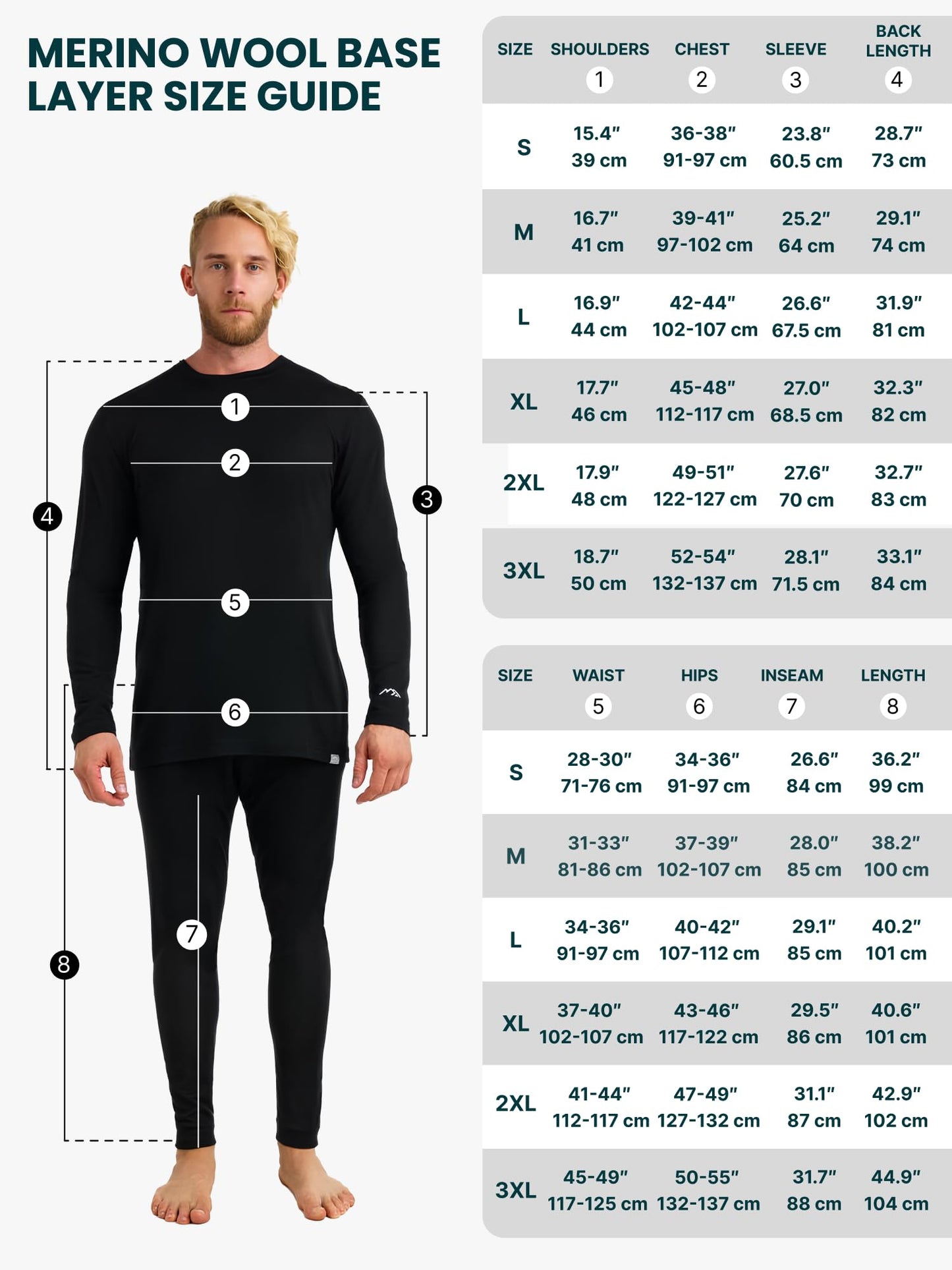 Merino.tech Merino Wool Base Layer Mens Set - Heavyweight, Midweight, Lite Merino Wool Thermal Underwear For Men Top, Bottom (Medium, 320 Charcoal Grey)