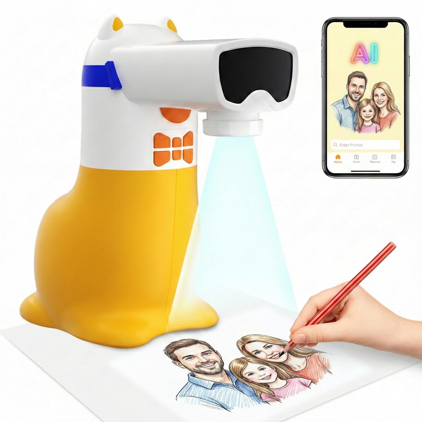 Yoturetoys AI Drawing Projector for Kids, Smart Art Tracing Machine to Inspire Creativity with Voice Learning & Photo-to-Sketch, STEM Educational Toy, Christmas Birthday Gift for Boys Girls Ages 5+