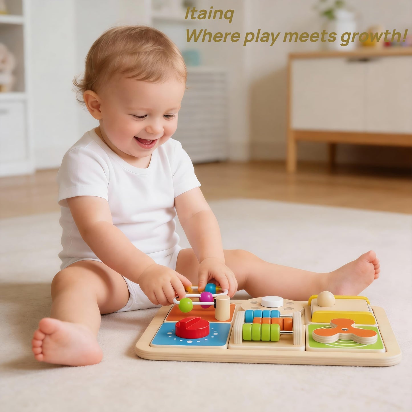 Itainq Busy Board for 1 Year Old, Montessori Toys for Toddler 1-3, Boys Girls Birthday Gifts