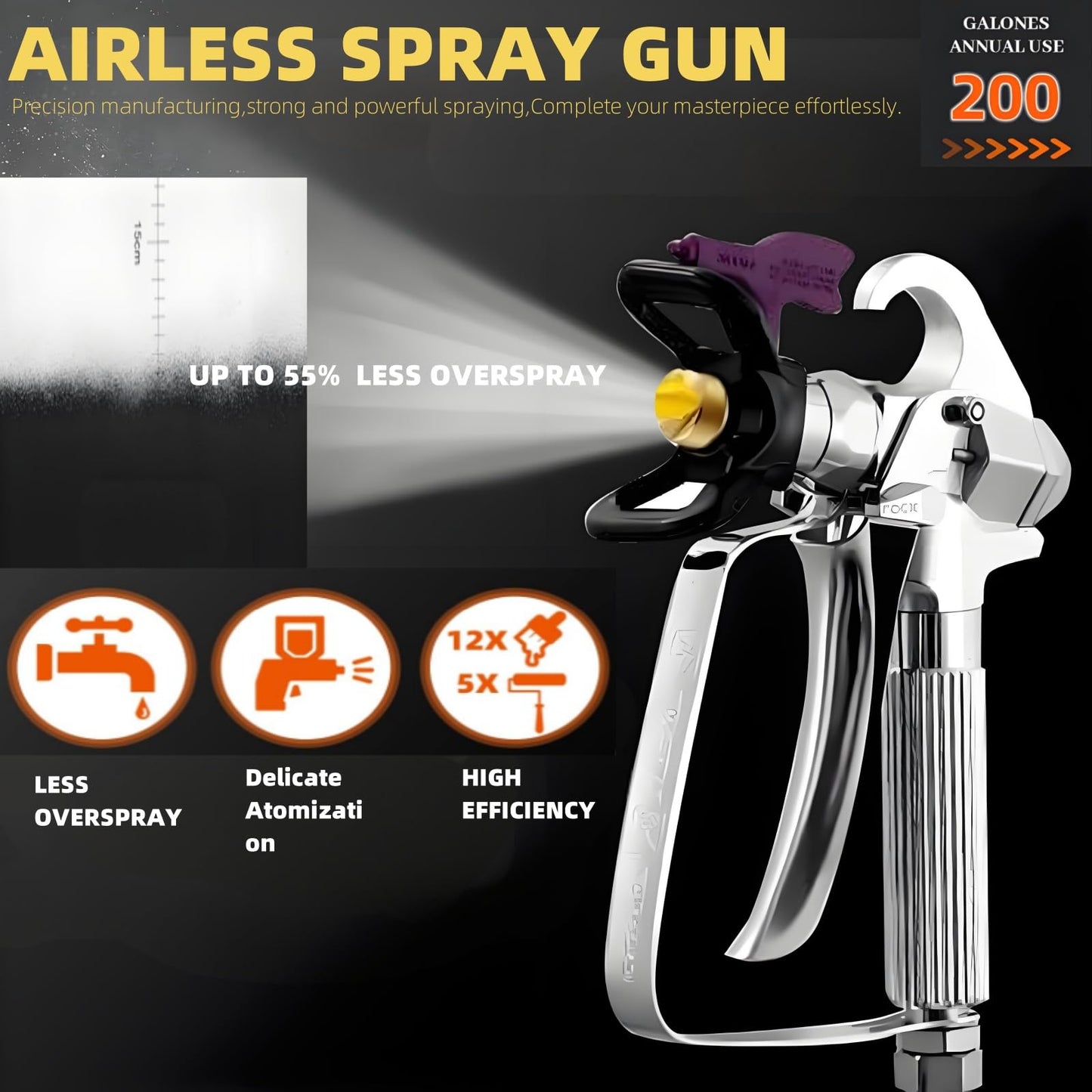 Airless Paint Sprayer for House Painting,1100W High Efficiency Airless Sprayer with Low Overspray,3300PSI Paint Sprayer for Home Interior Fence DIY Garage,DIY Handyman