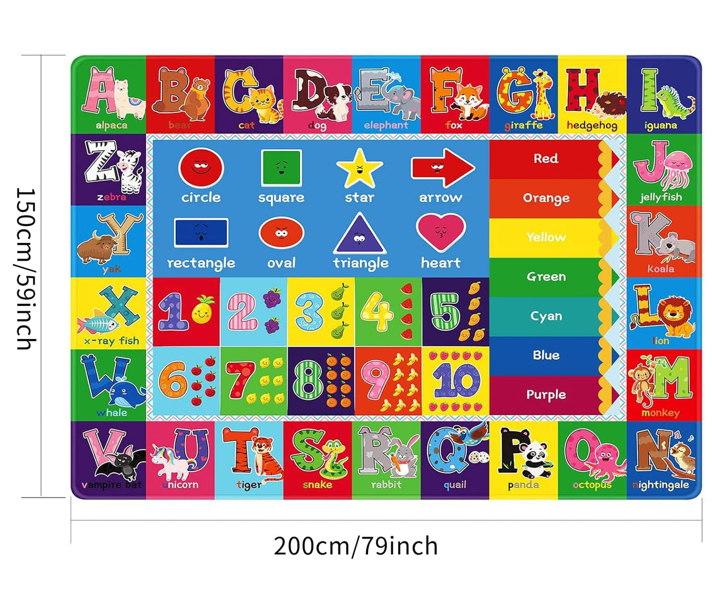 LTKOUGFAM Kids Rug for Playroom, 5'X7' ABC Educational Play Mat, Non-Slip Soft Rugs for Kids Room, Toddler Baby Nursery Floor Rug for Bedroom, Classroom, Alphabet Carpet for Boys Girls