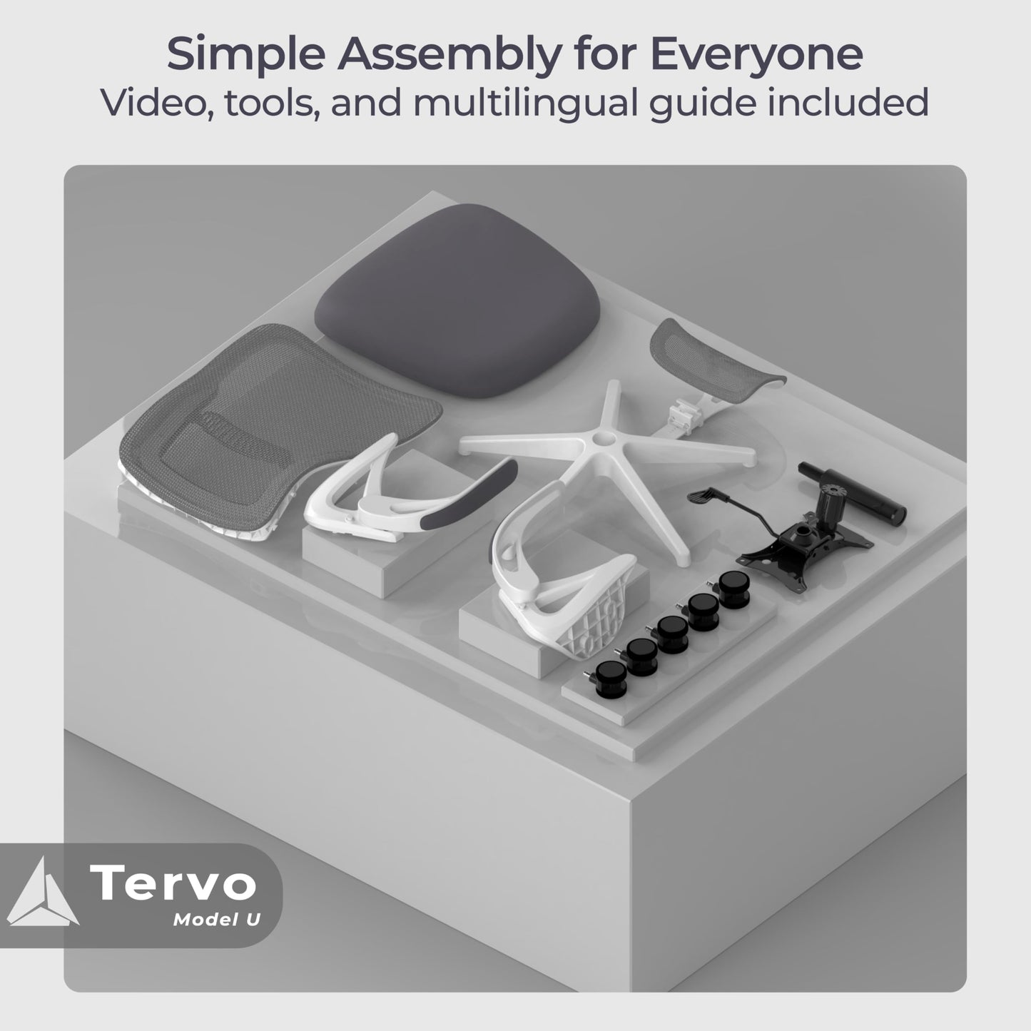 Tervo Model U | Folding Office Chair for Small Spaces | Ergonomic Design with High Rebound Mesh | Computer Desk Chair for Gaming | For Adults & Kids | Foldable & Compact with Flip Up Arms