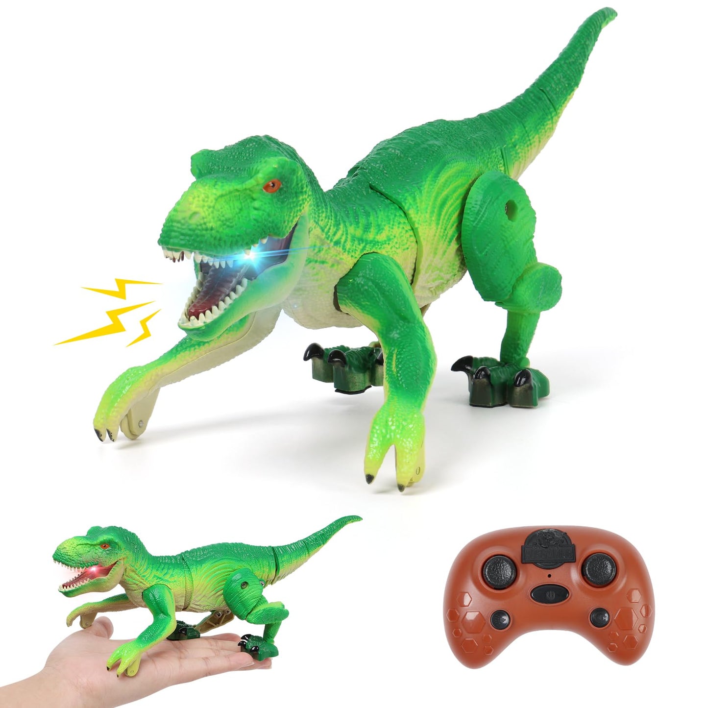 IQKidz RC Dinosaur Toy for Kids 3-5, Realistic Walking Tyrannosaurus Dino Robot for Boy and Girl, Small Electronic Pets as Gift for Toddlers Age 4 6 7 8 9 10-12 Year Old