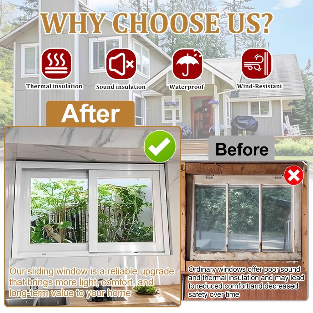 Basement Sliding Window, Push-Pull Lock, Ventilation & Natural Light for Replacement Window, Shed, Garage, Barns(White,31x12in/79x30cm(WxH))