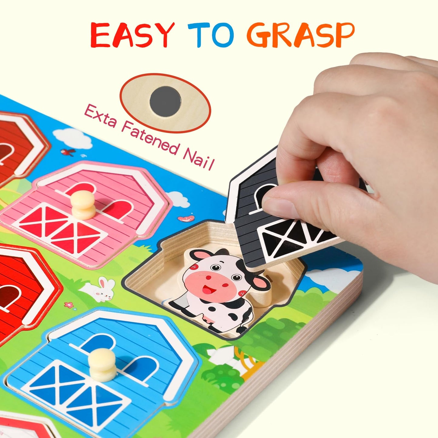 Toddler Wooden Puzzles Ages 1-3, Montessori Toys for 1 2 3 Year Old Boys Birthday Gifts, Farm Animal Peg Puzzles for Toddlers Age 2-4 Girls - Preschool Learning Activities