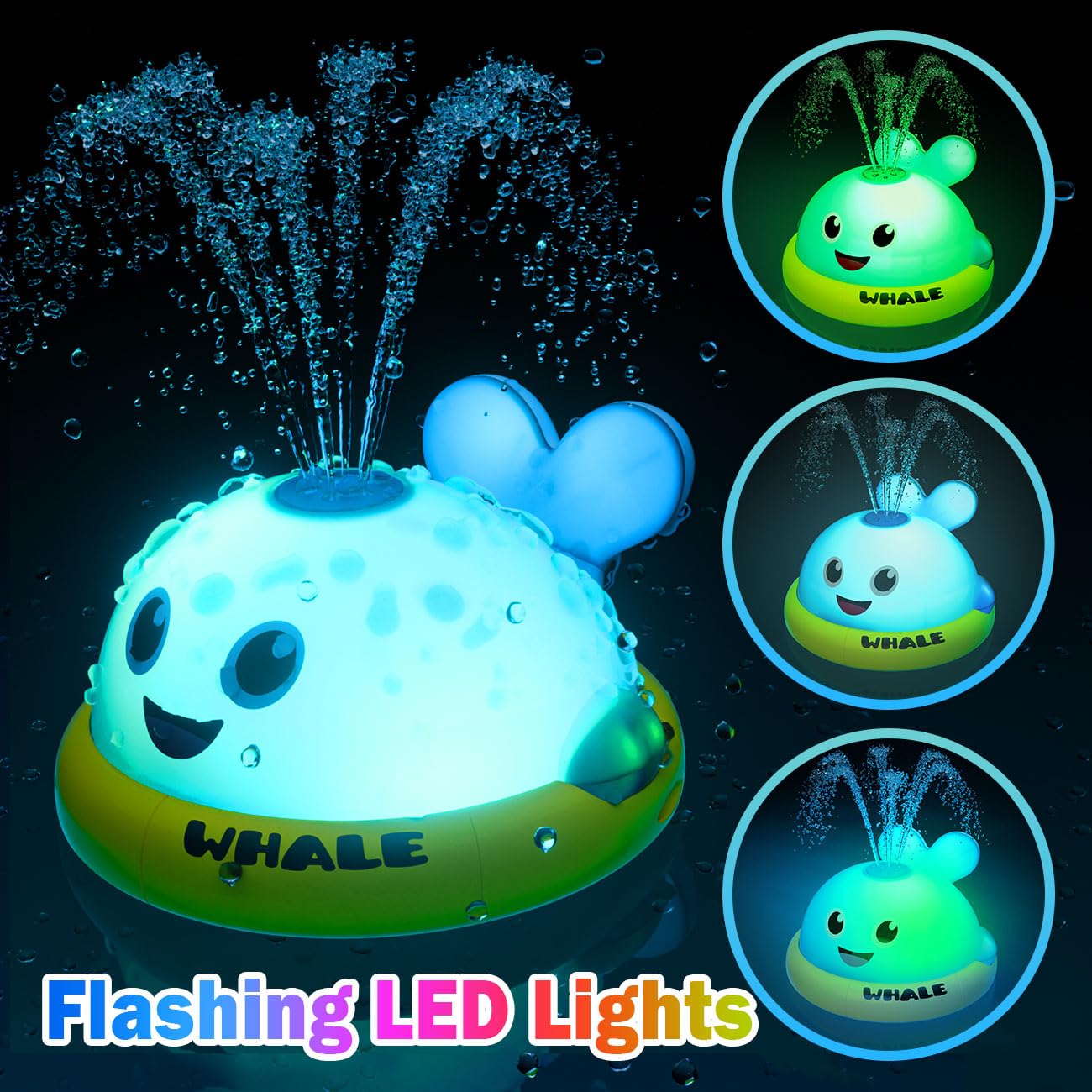 Baby Bath Toys, Light Up Whale Sprinkler Bath Toys for Kids Ages 1-3, Pool Water Toys for Toddlers Bathtub Fountain Toys, Birthday Gifts for 1 2 3 Year Old Boys & Girls