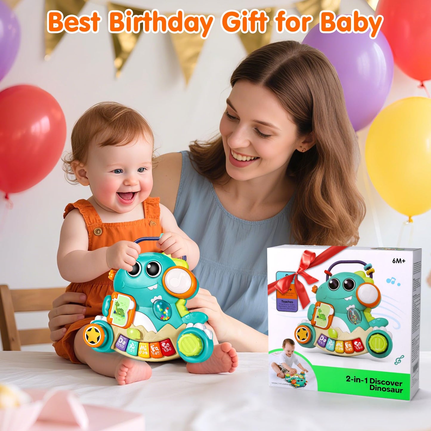 ITSFORU Baby Toys 6-12 Months Dinosaur Music Light Up Baby Piano Toys for 1 Year Old Boy Girl Early Learning Educational Piano Keyboard Infant Toys for 12 18 Months Baby Toy 1 Year Old Boys Girls Gift