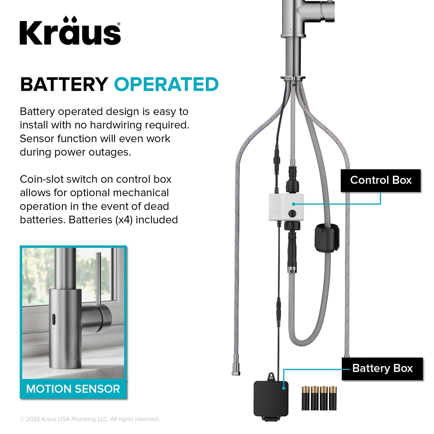 KRAUS Oletto Touchless Sensor Commercial Pull-Down Single Handle Kitchen Faucet with QuickDock Top Mount Assembly in Matte Black
