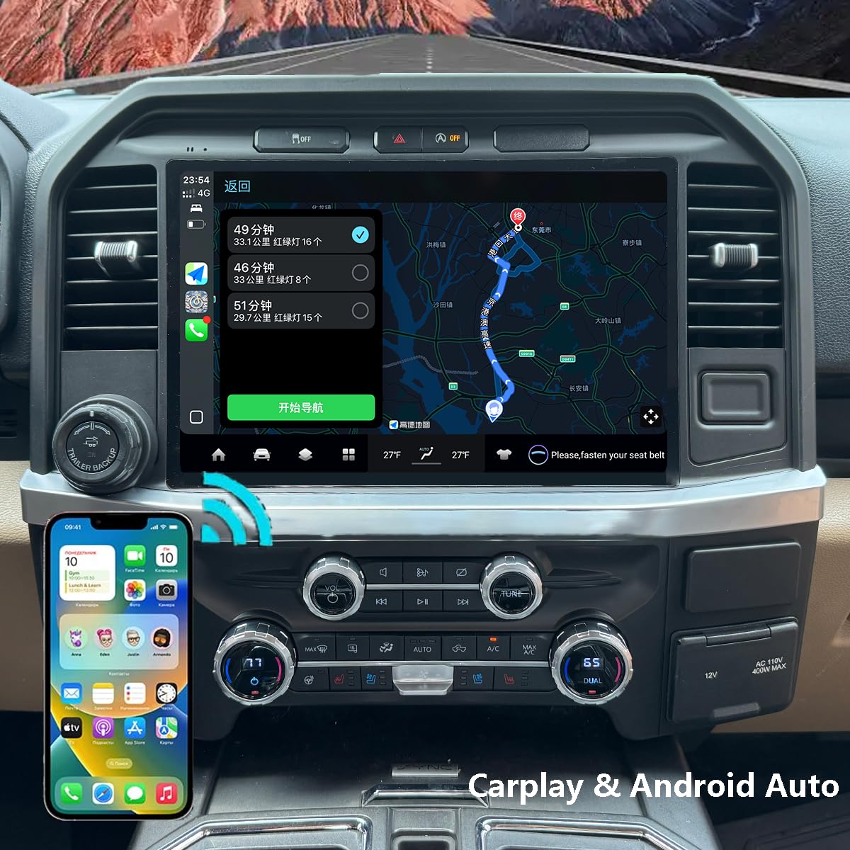 Upgrade Car Radio for Ford F150 2015-2021 Car Radio Android 14 Stereo Replacement 13.1 inch Touch Screen 8core CPU Tesla Vertical Screen Style with Wireless Carplay & Android Auto (13.1 inch 6GB+64GB)